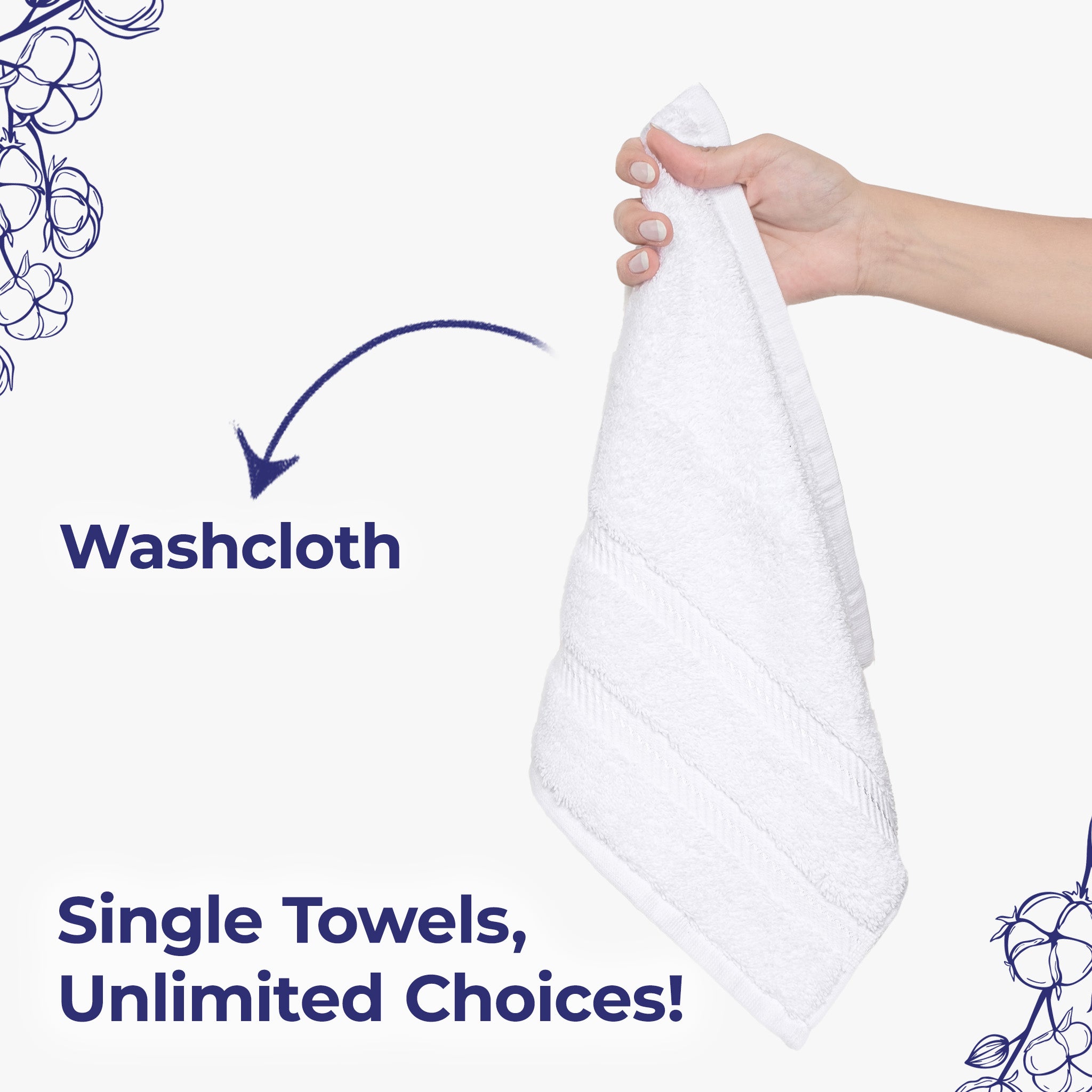 American Soft Linen Single Piece 100% Cotton Turkish Towels with 20 Different Colors, Create Your Set, White, Washcloth towels 2