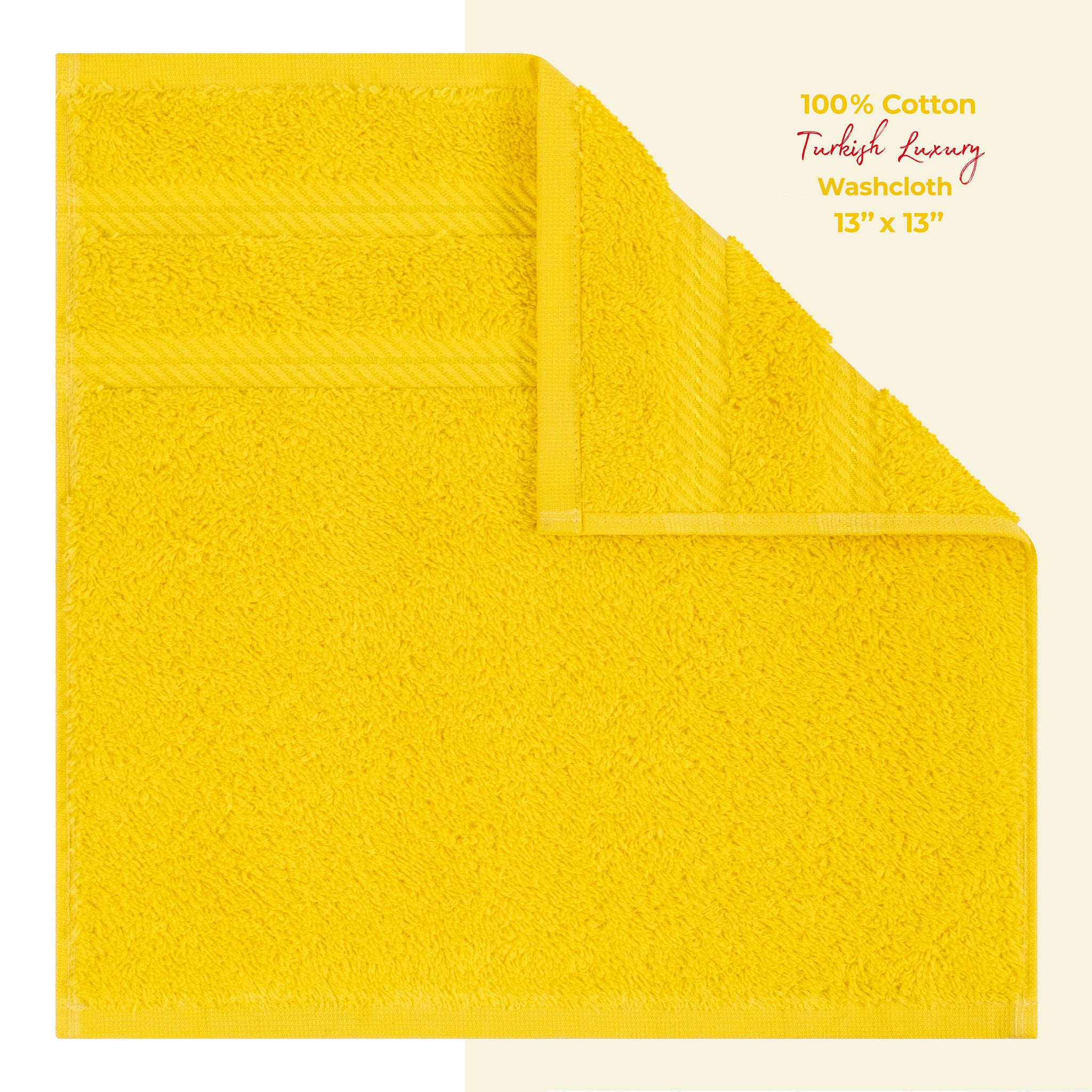 American Soft Linen Single Piece 100% Cotton Turkish Towels with 20 Different Colors, Create Your Set, Yellow, Washcloth towels 1