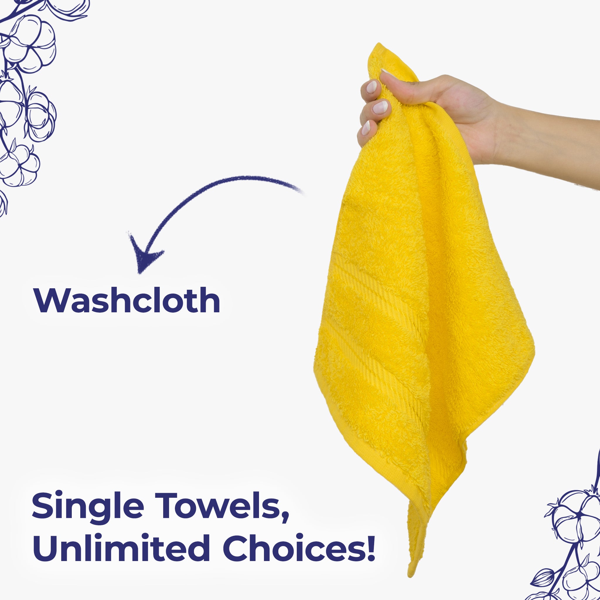 American Soft Linen Single Piece 100% Cotton Turkish Towels with 20 Different Colors, Create Your Set, Yellow, Washcloth towels 2
