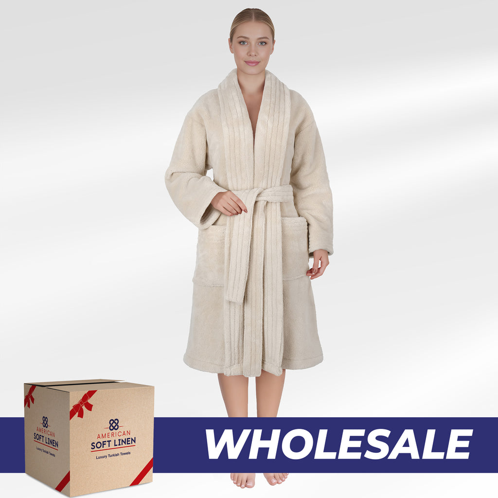 American Soft Linen Luxury Women’s Fleece Bathrobe – Ultra Soft, Warm & Lightweight Plush Robe Wholesale