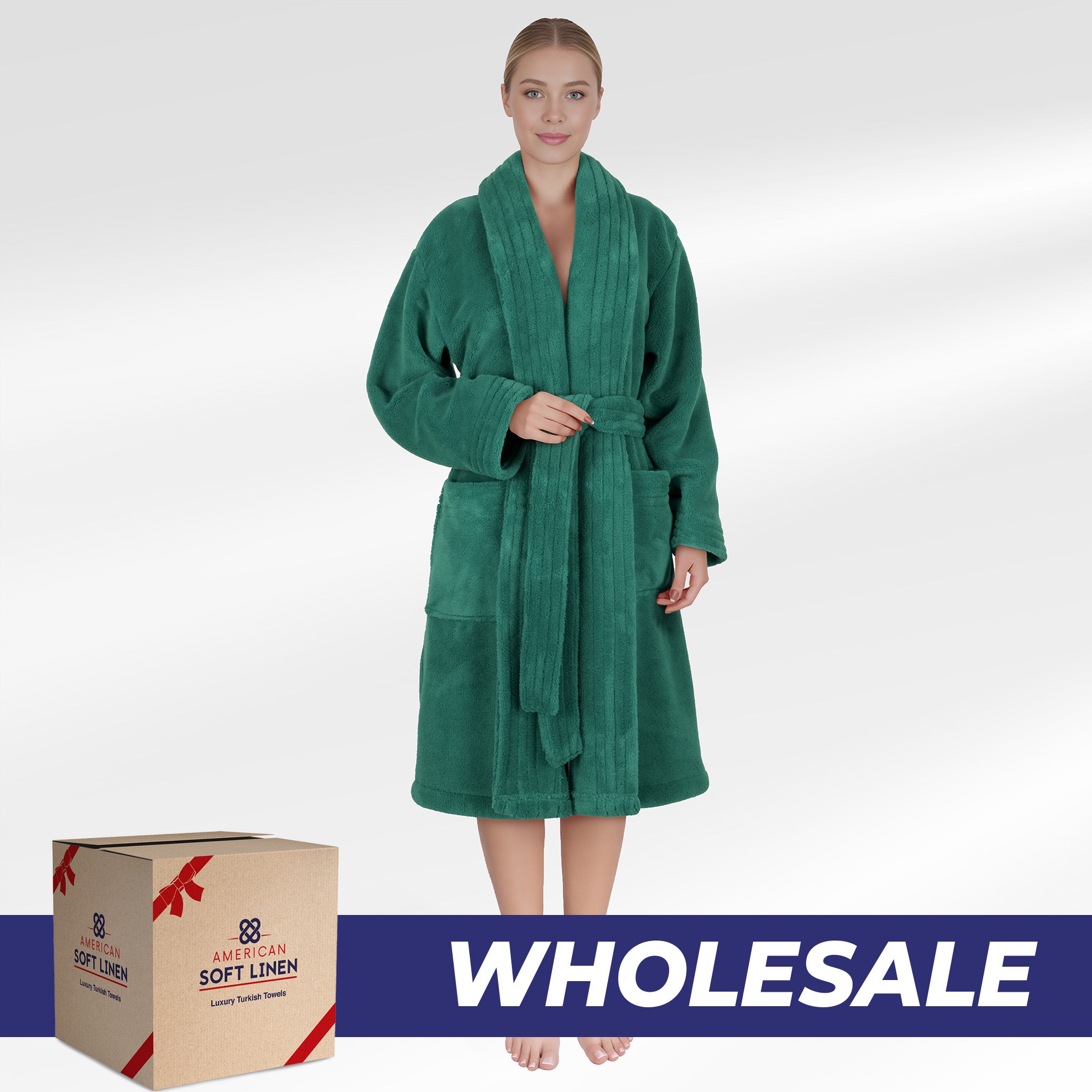 American Soft Linen Luxury Women’s Fleece Bathrobe – Ultra Soft, Warm & Lightweight Plush Robe Wholesale