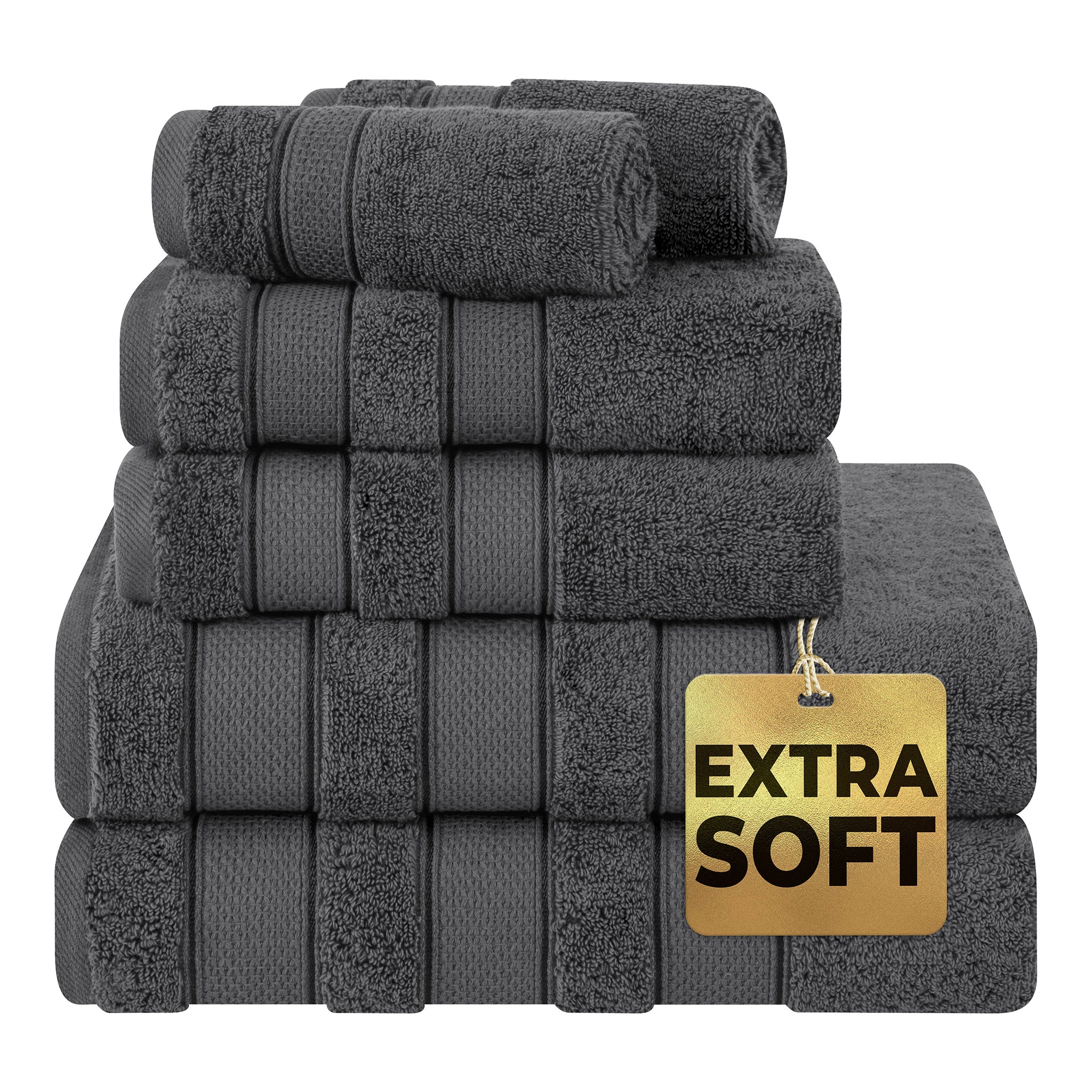 Ultra Soft 100% Cotton 6-Piece Bath Towel Set Light Gray