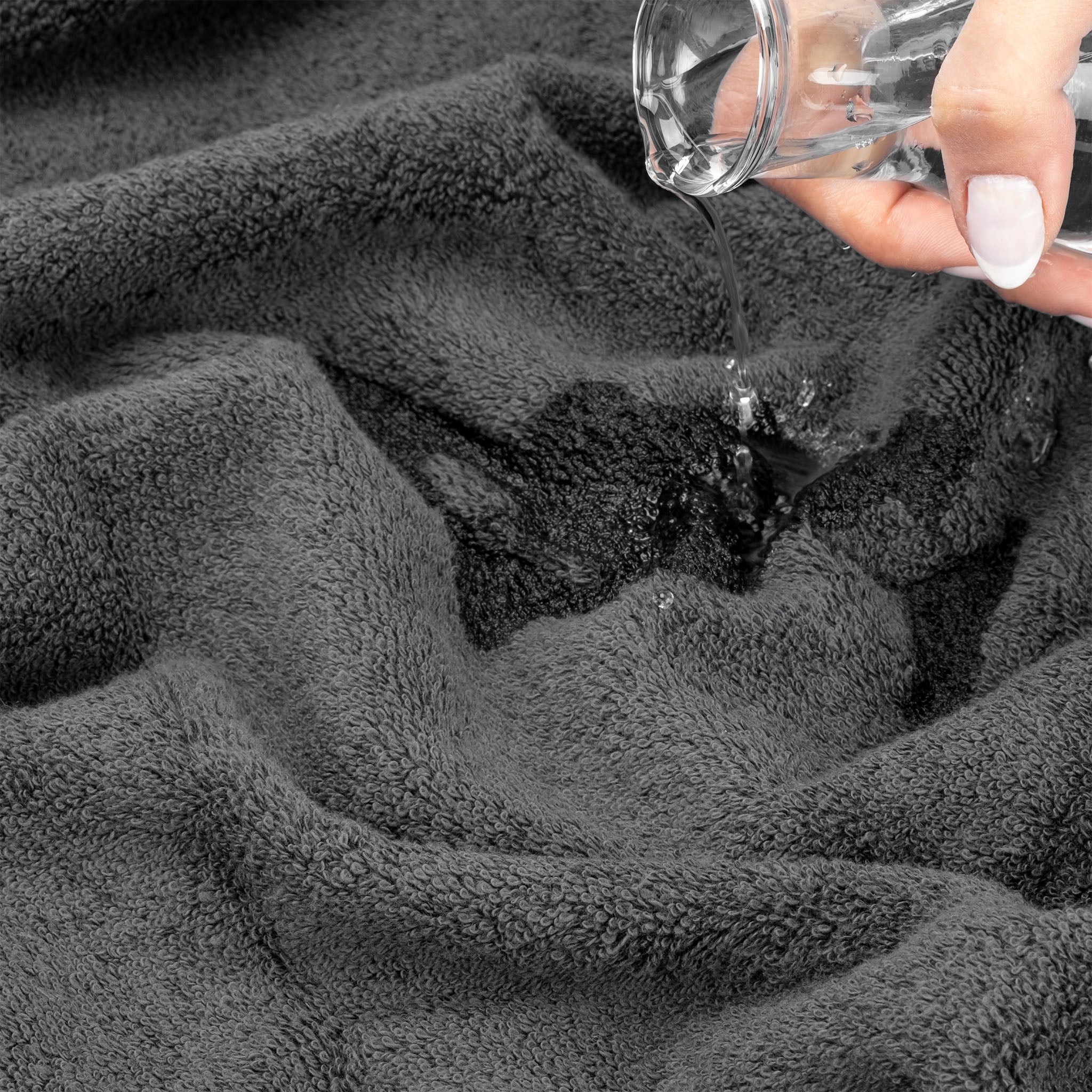 Salem 6 Piece 100% Turkish Combed Cotton Luxury Bath Towel Set - gray-7