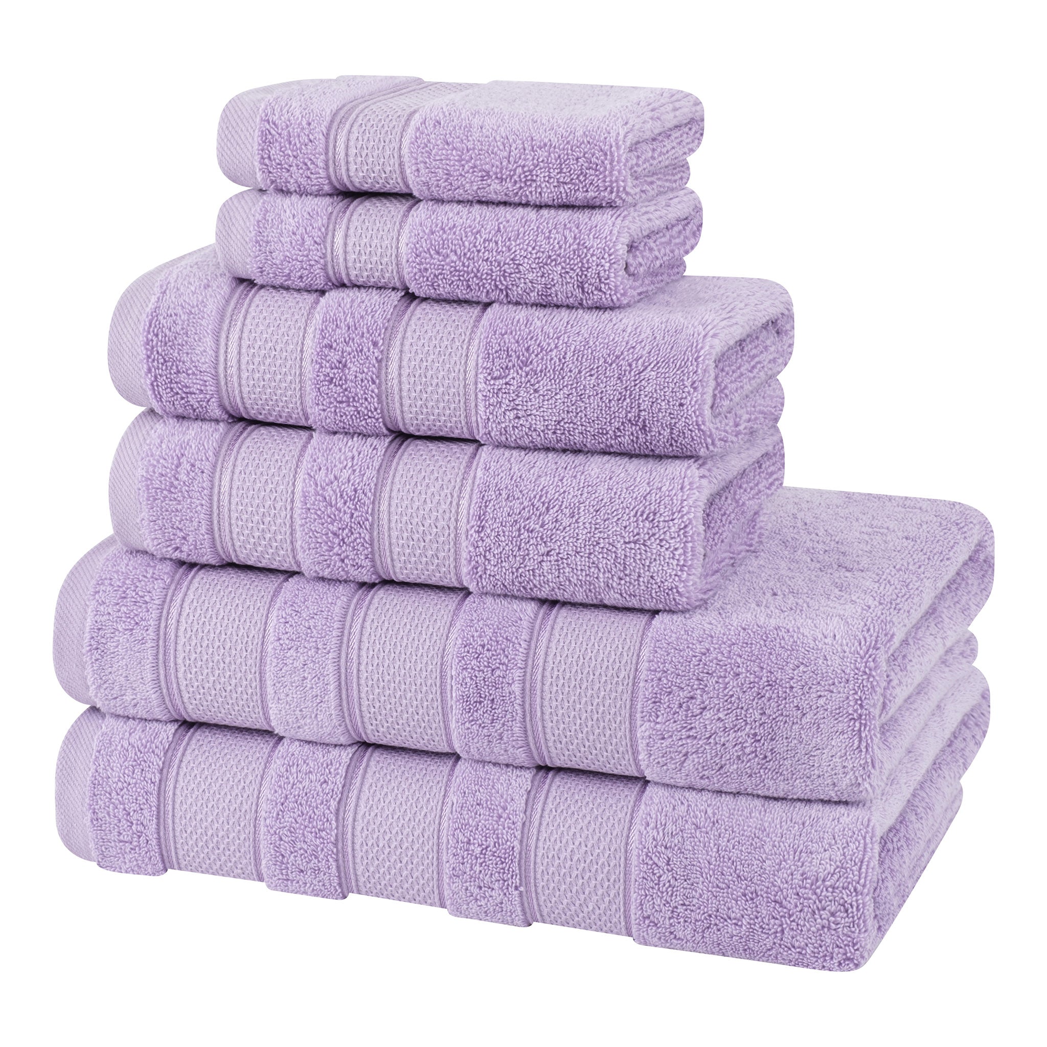 Salem 6 Piece 100% Turkish Combed Cotton Luxury Bath Towel Set - lilac-5