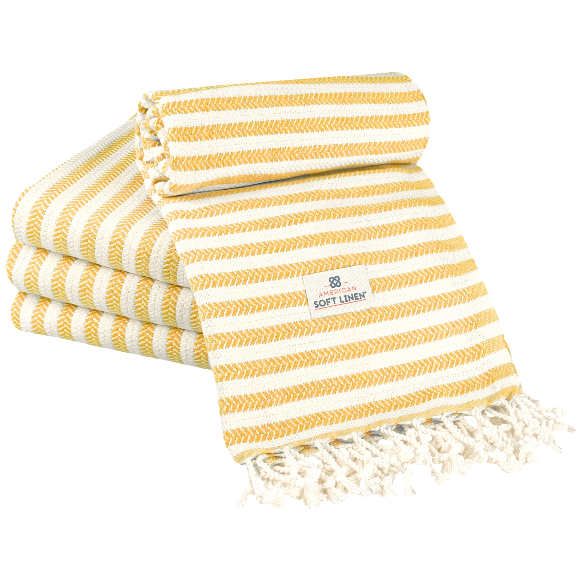American Soft Linen Turkish Peshtemal Beach Towels, Cotton 4 Pack, 40" x 70" Size, Swim Towels for Beach and Pool Towels