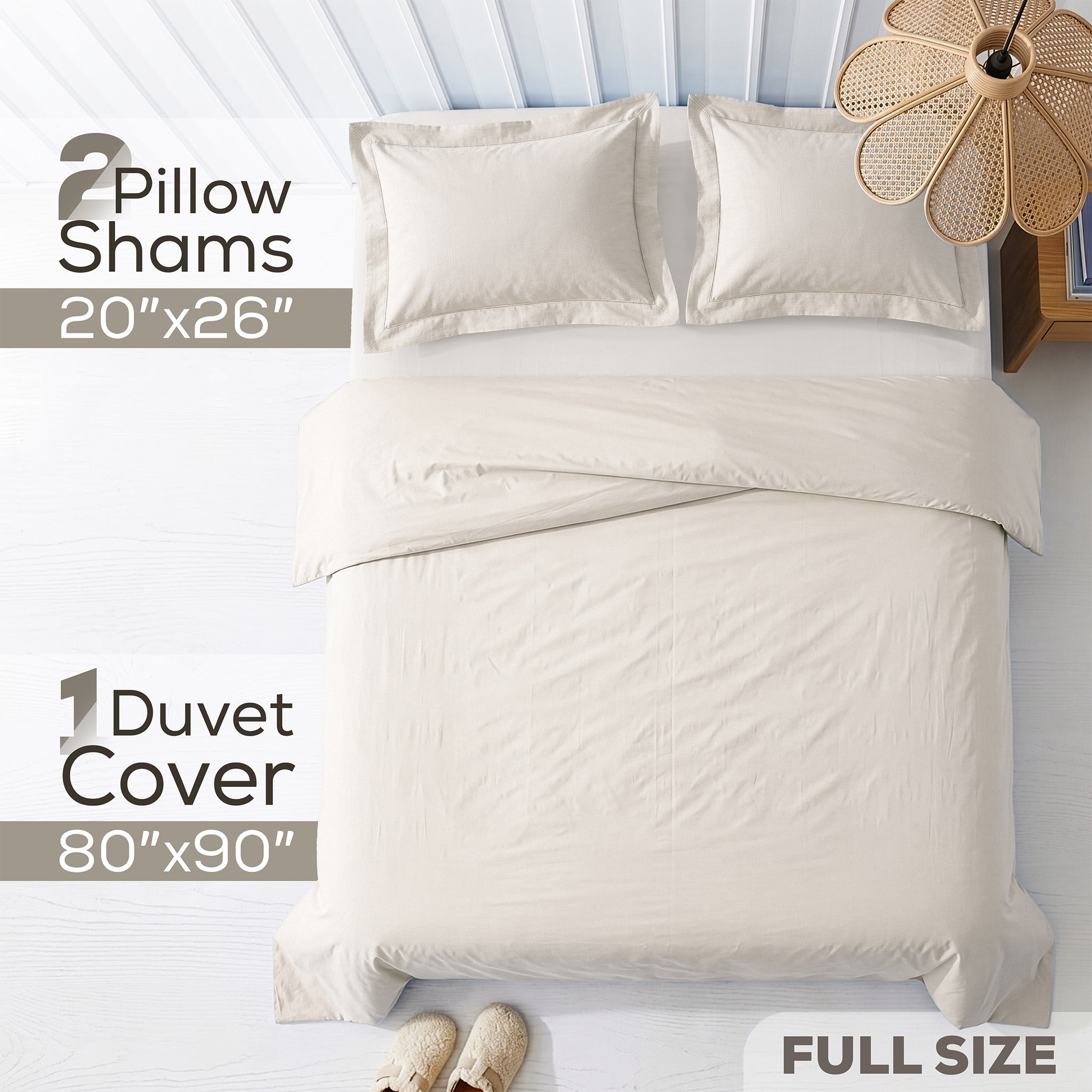 American Soft Linen 100% Washed Cotton Percale Duvet Cover Set – Soft Breathable Bedding Set with Pillow Shams
