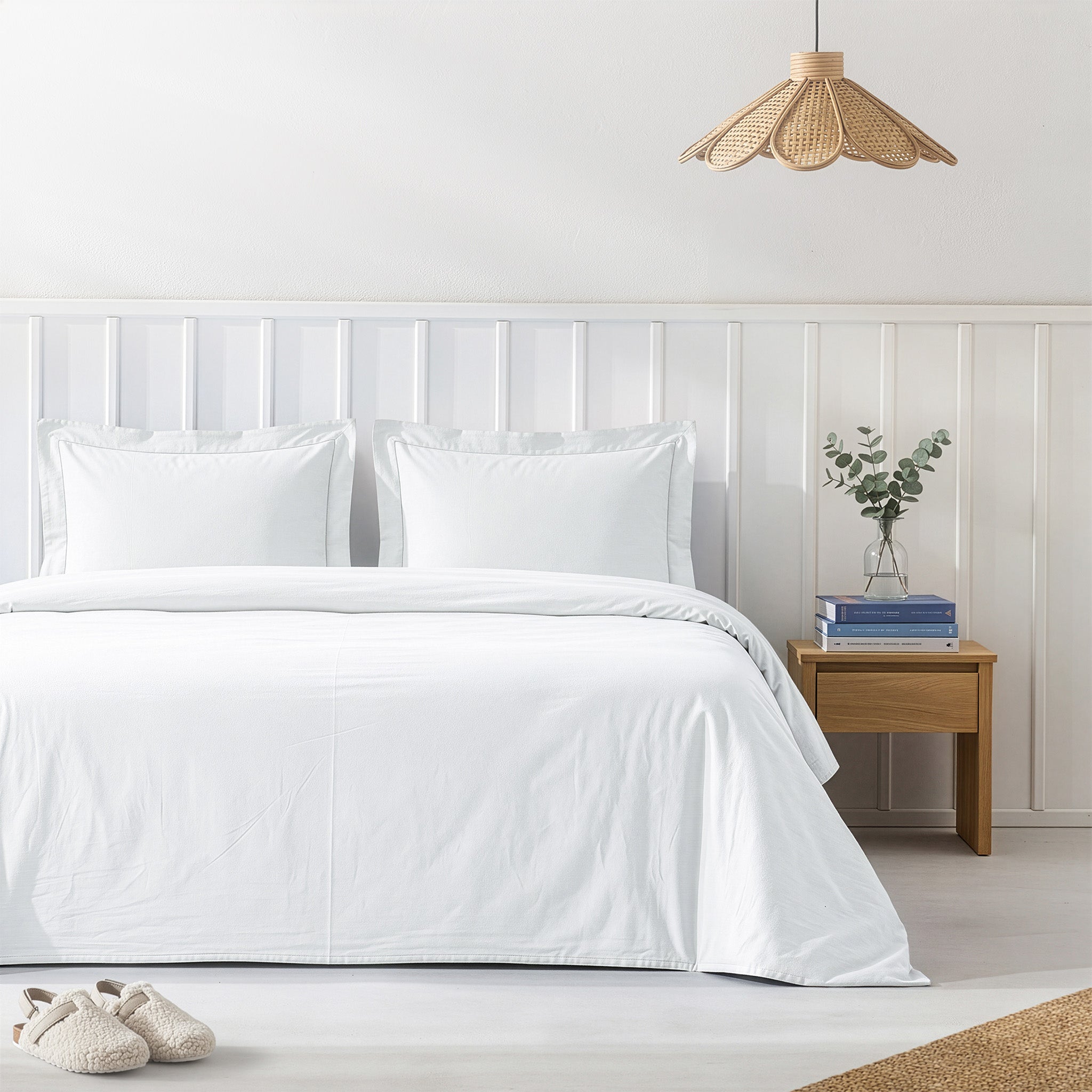 American Soft Linen 100% Washed Cotton Percale Duvet Cover Set – Soft Breathable Bedding Set with Pillow Shams