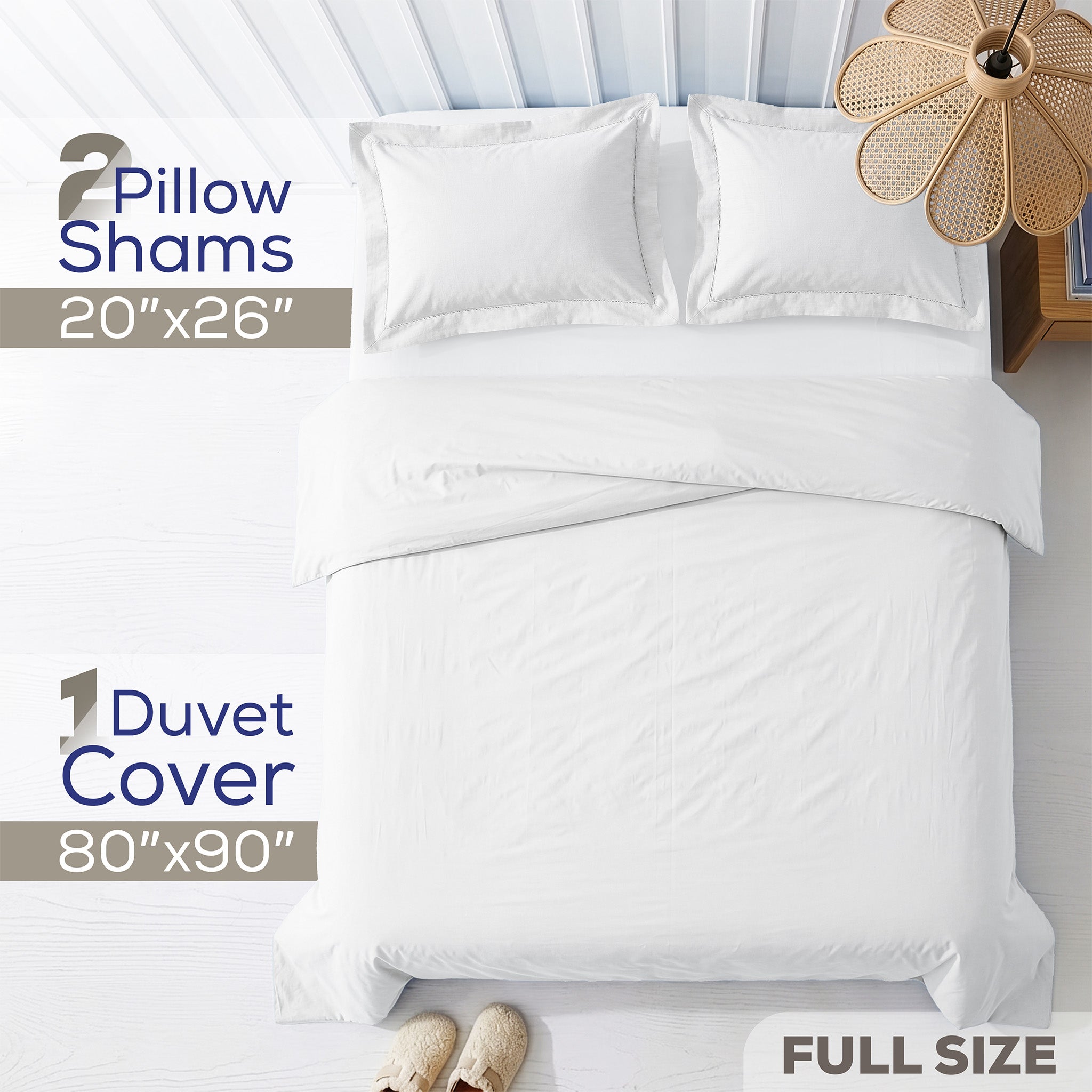 American Soft Linen 100% Washed Cotton Percale Duvet Cover Set – Soft Breathable Bedding Set with Pillow Shams