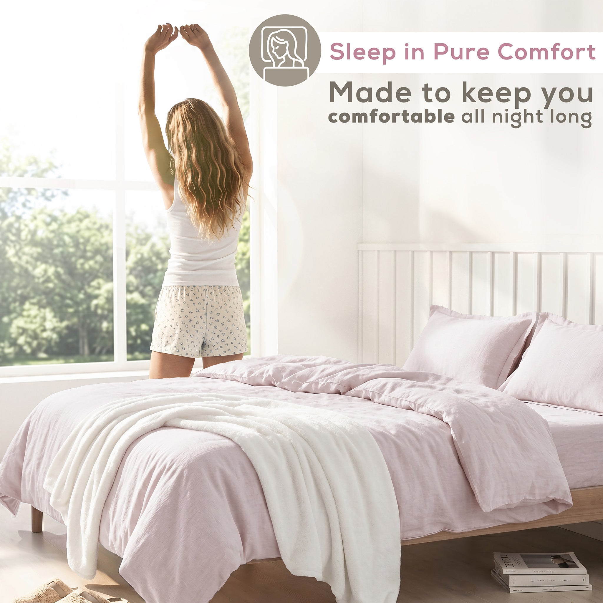 American Soft Linen 100% Washed Cotton Percale Duvet Cover Set – Soft Breathable Bedding Set with Pillow Shams