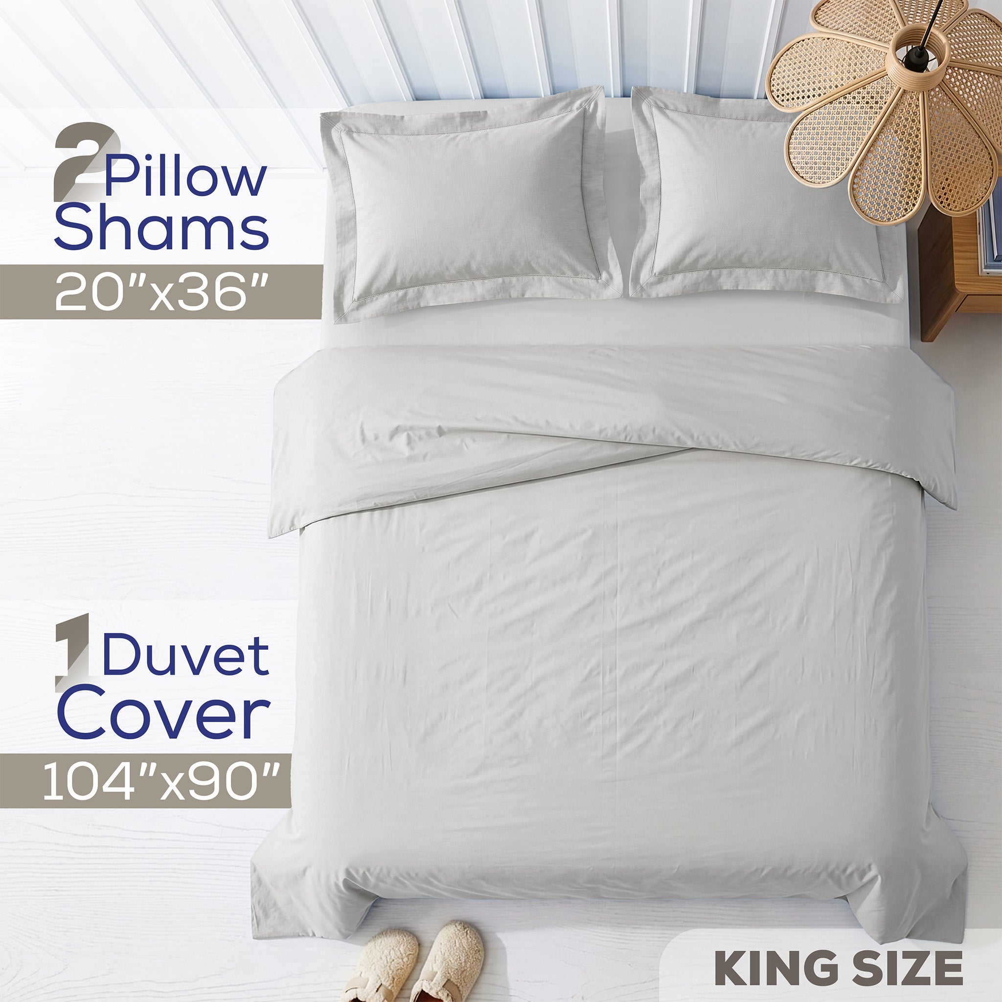 American Soft Linen 100% Washed Cotton Percale Duvet Cover Set – Soft Breathable Bedding Set with Pillow Shams