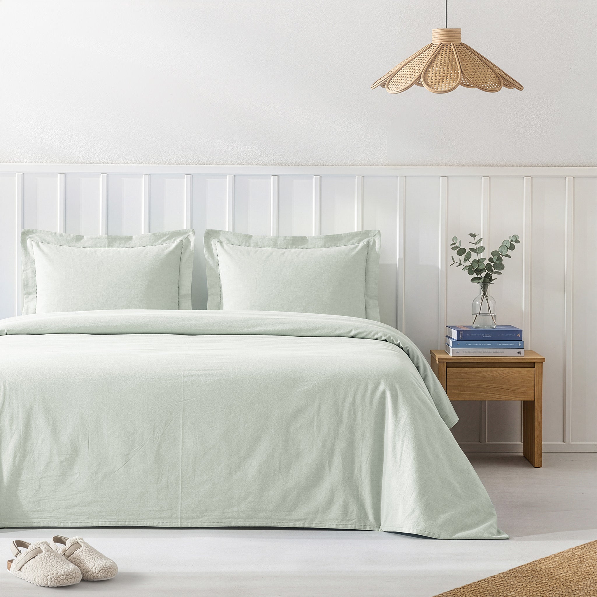American Soft Linen 100% Washed Cotton Percale Duvet Cover Set – Soft Breathable Bedding Set with Pillow Shams