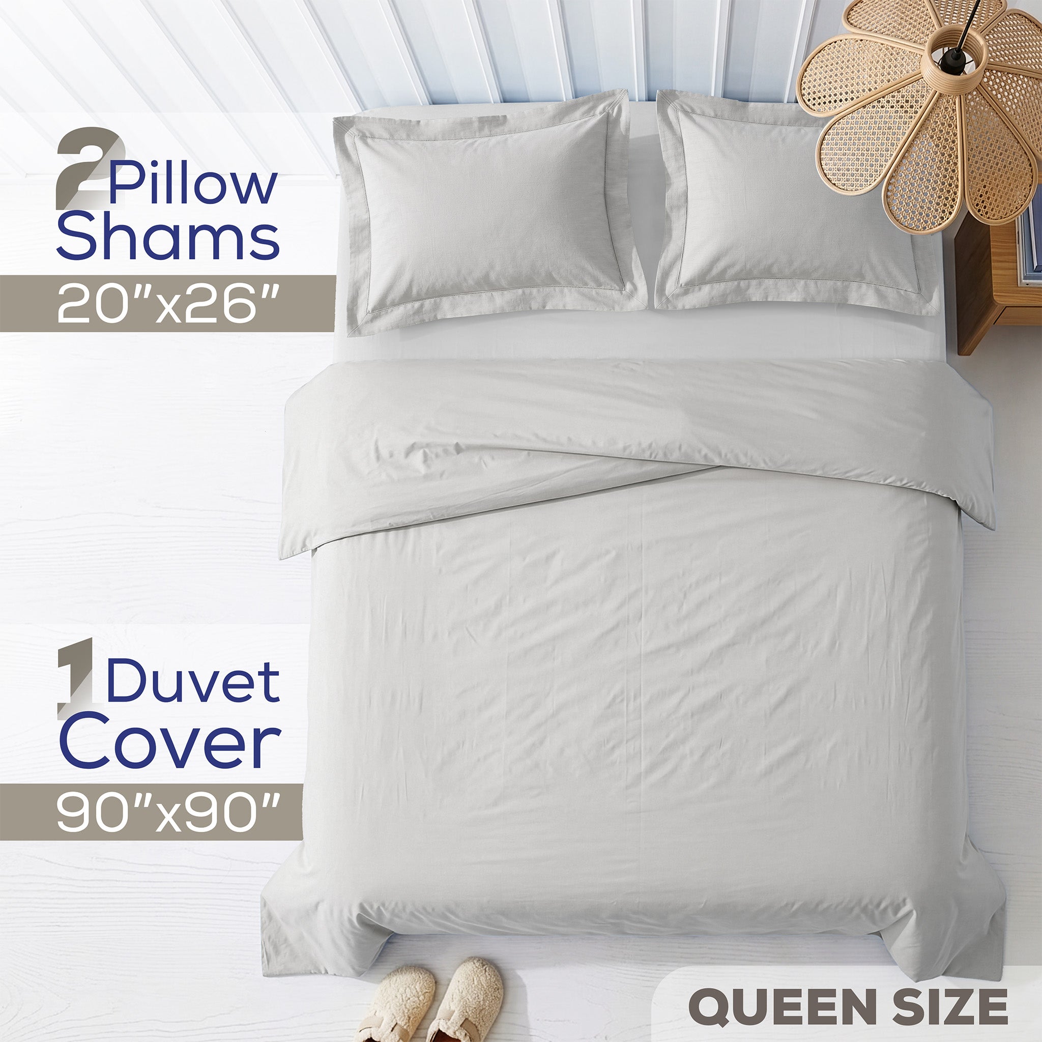 American Soft Linen 100% Washed Cotton Percale Duvet Cover Set – Soft Breathable Bedding Set with Pillow Shams
