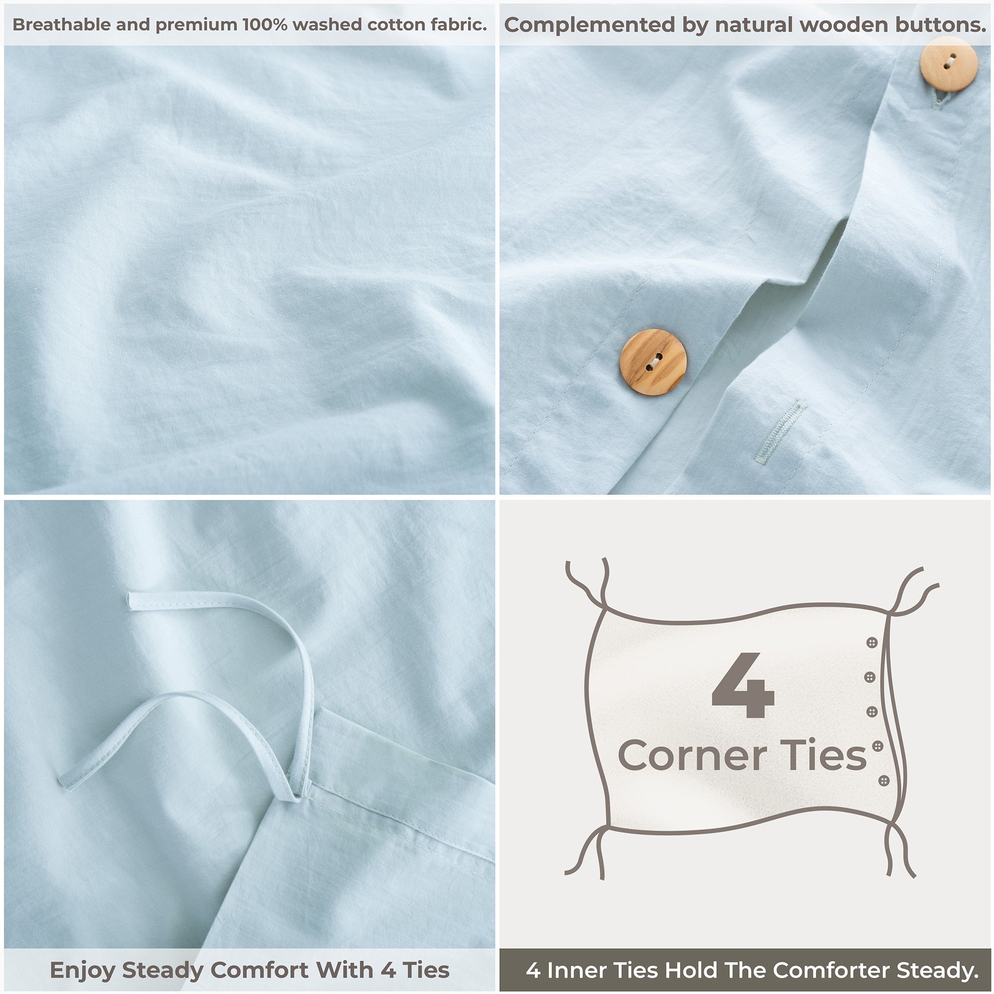 American Soft Linen 100% Washed Cotton Percale Duvet Cover Set – Soft Breathable Bedding Set with Pillow Shams