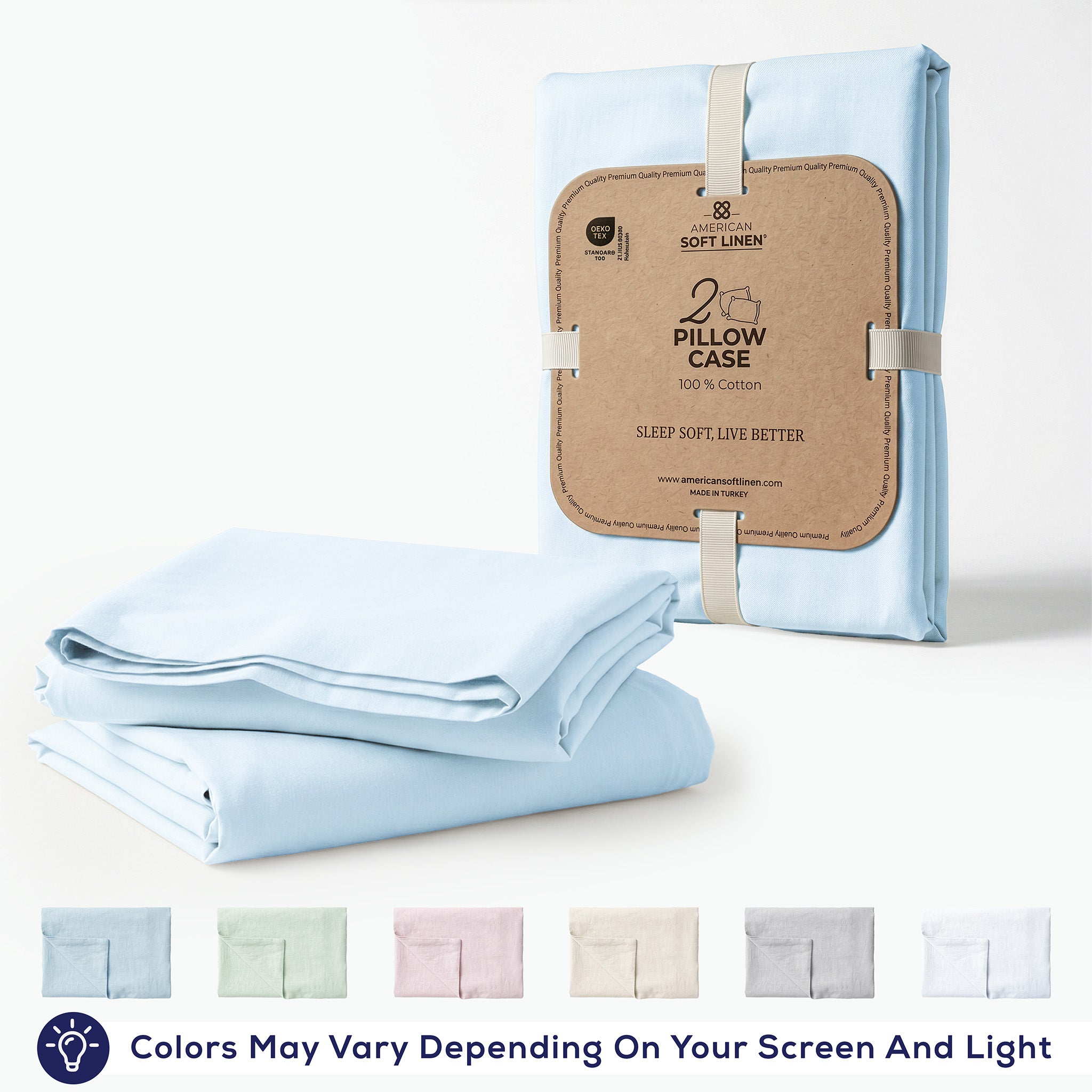 American Soft Linen 100% Washed Cotton Percale Pillowcase Set (2 Pack) – Soft Breathable Pillow Covers