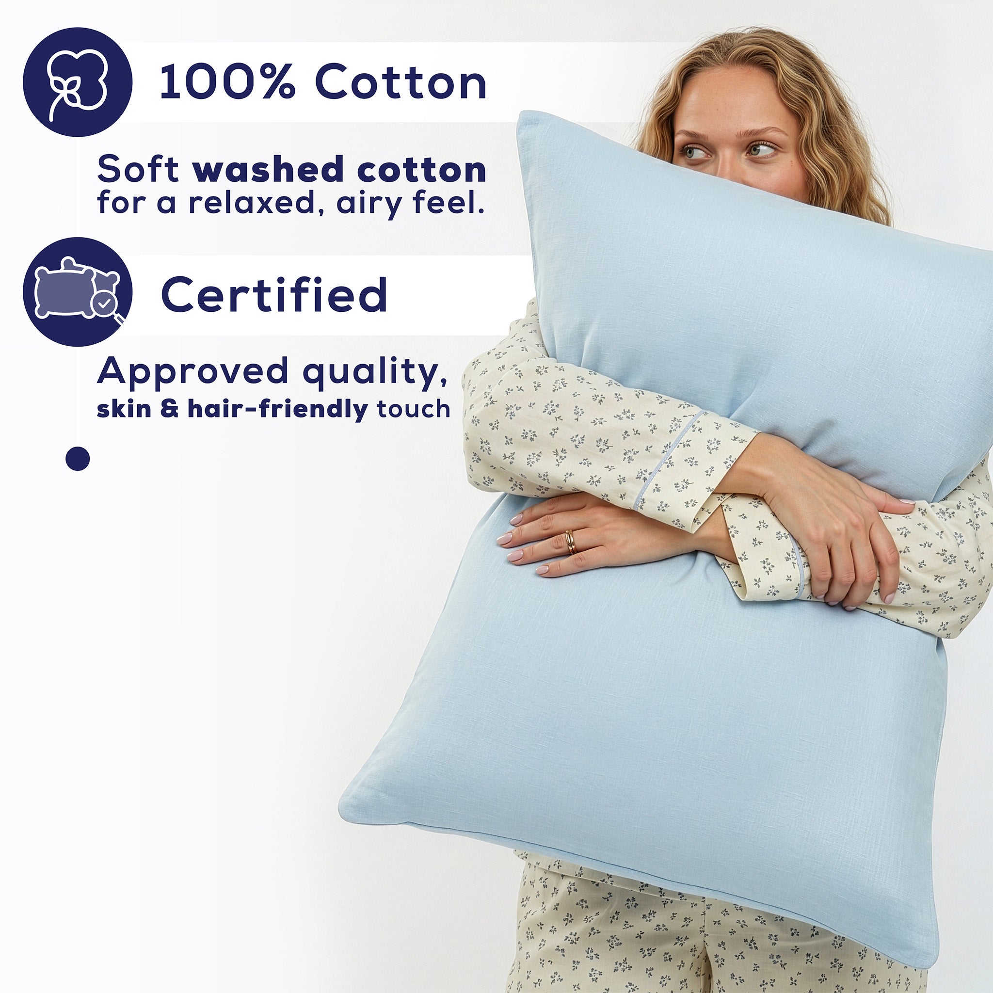 American Soft Linen 100% Washed Cotton Percale Pillowcase Set (2 Pack) – Soft Breathable Pillow Covers
