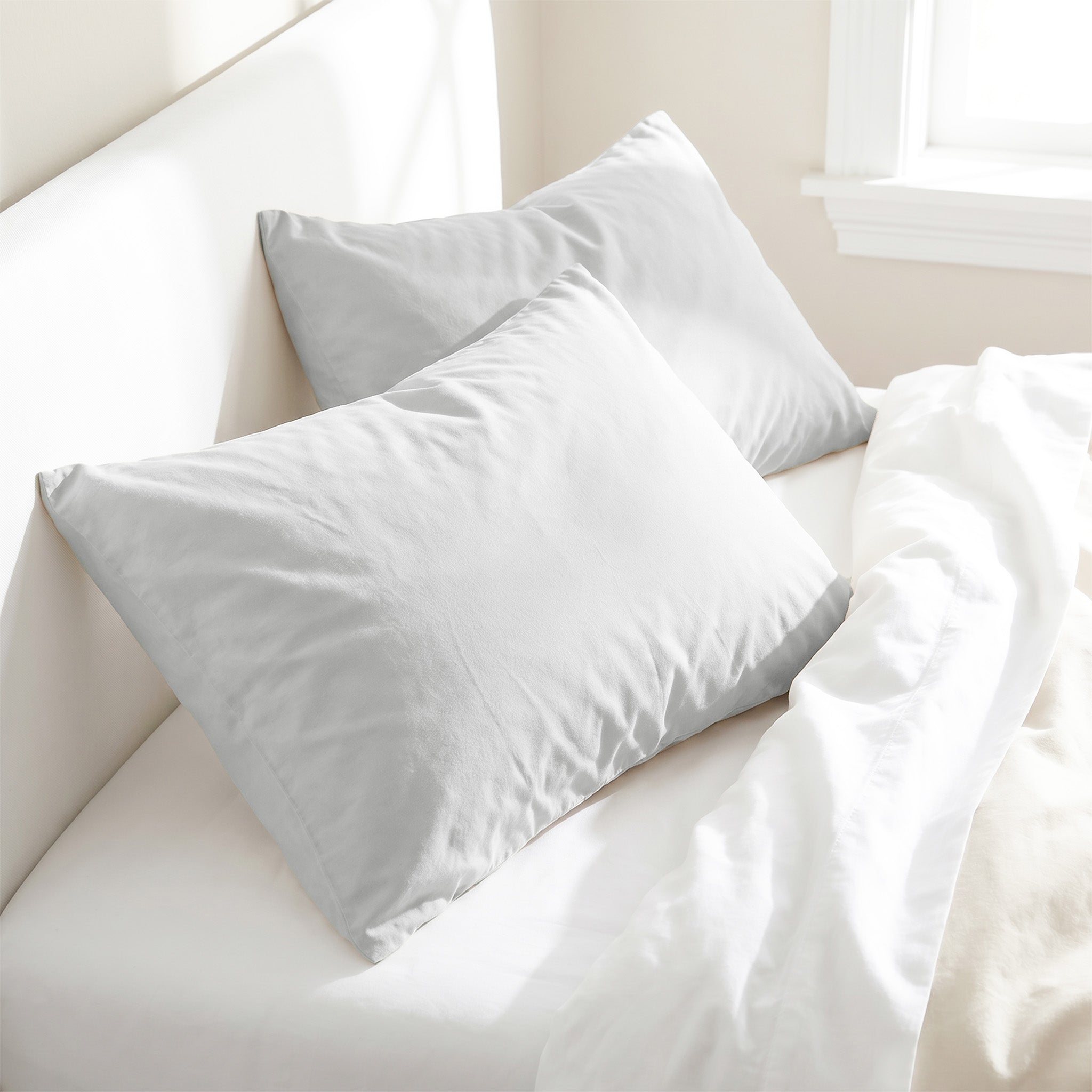 American Soft Linen 100% Washed Cotton Percale Pillowcase Set (2 Pack) – Soft Breathable Pillow Covers