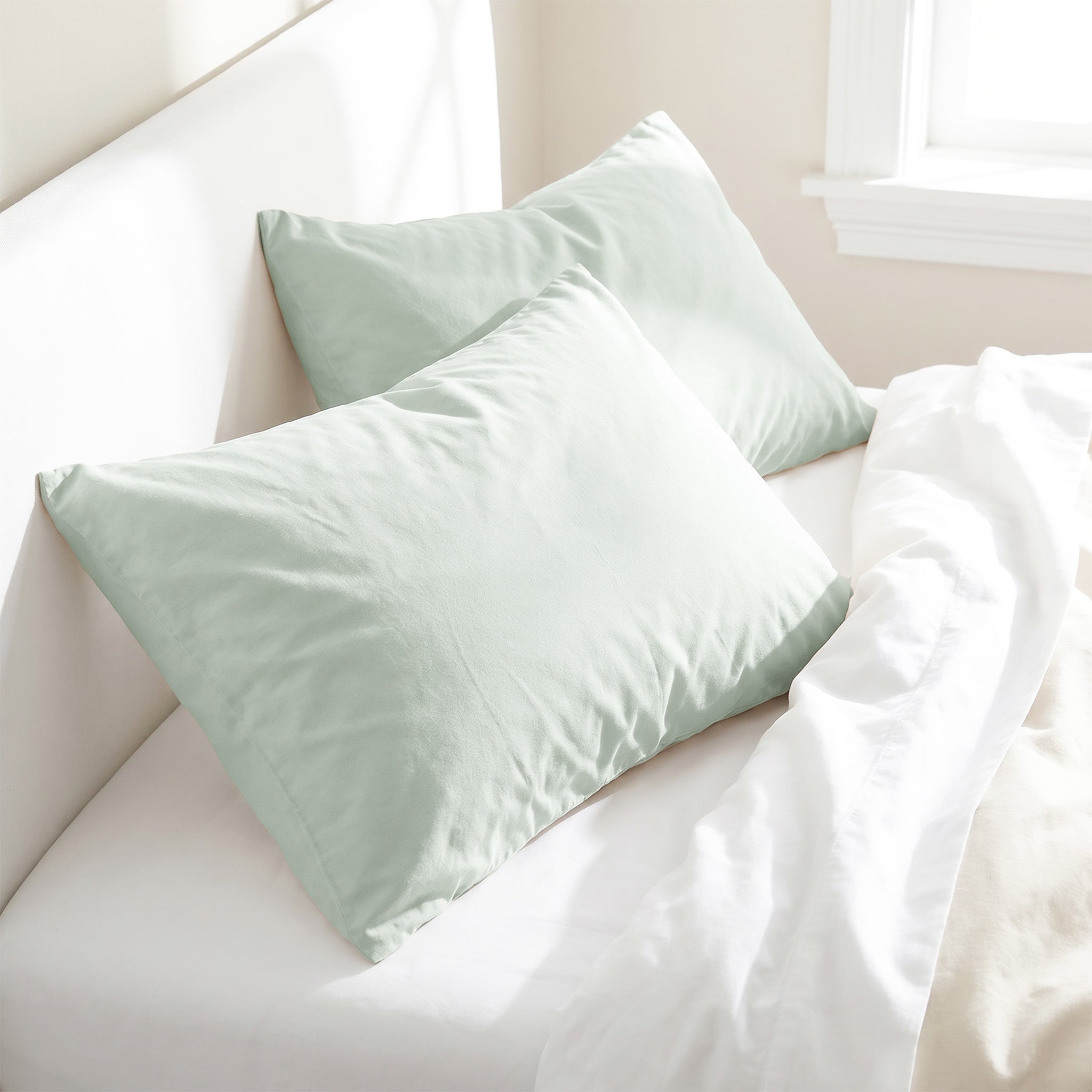 American Soft Linen 100% Washed Cotton Percale Pillowcase Set (2 Pack) – Soft Breathable Pillow Covers