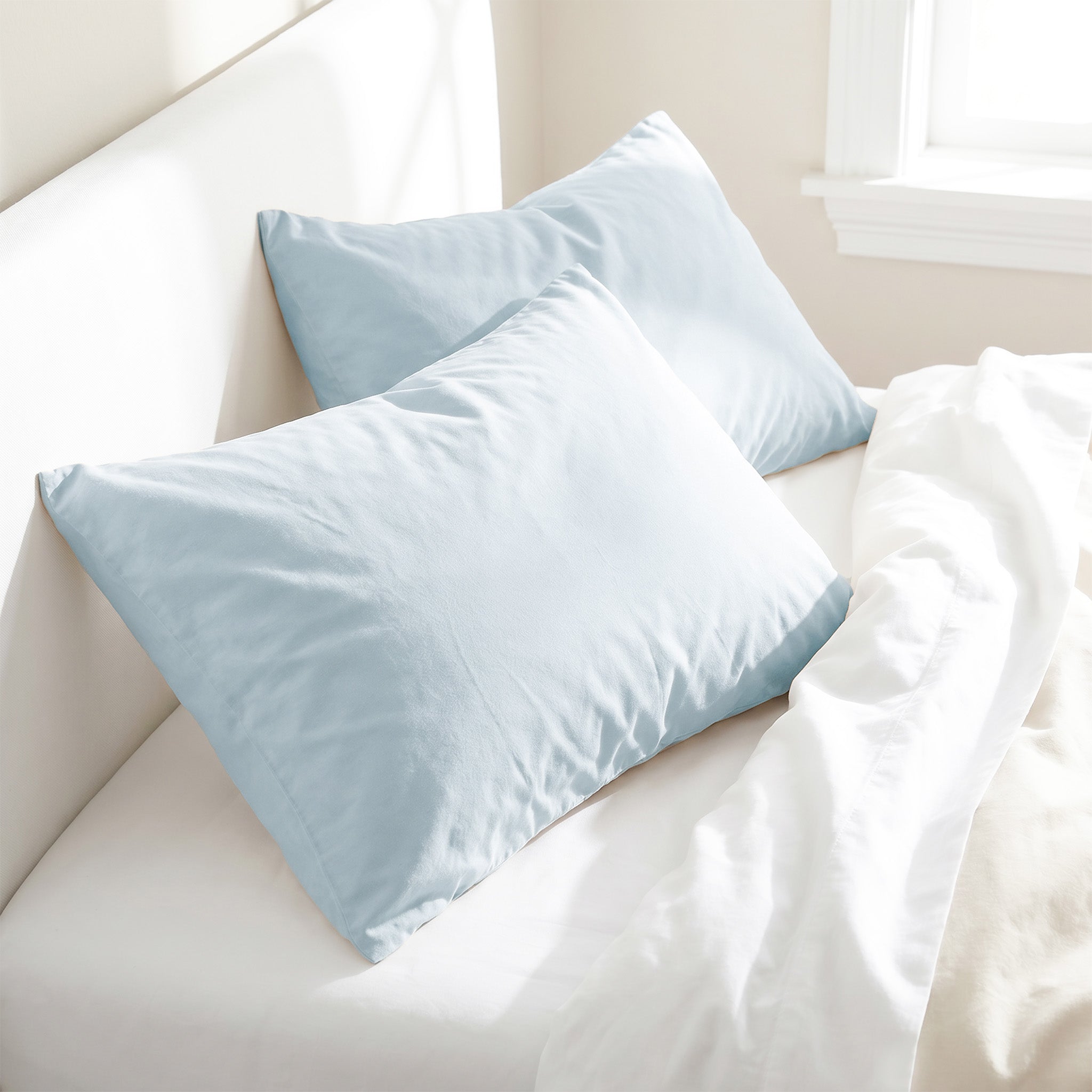 American Soft Linen 100% Washed Cotton Percale Pillowcase Set (2 Pack) – Soft Breathable Pillow Covers