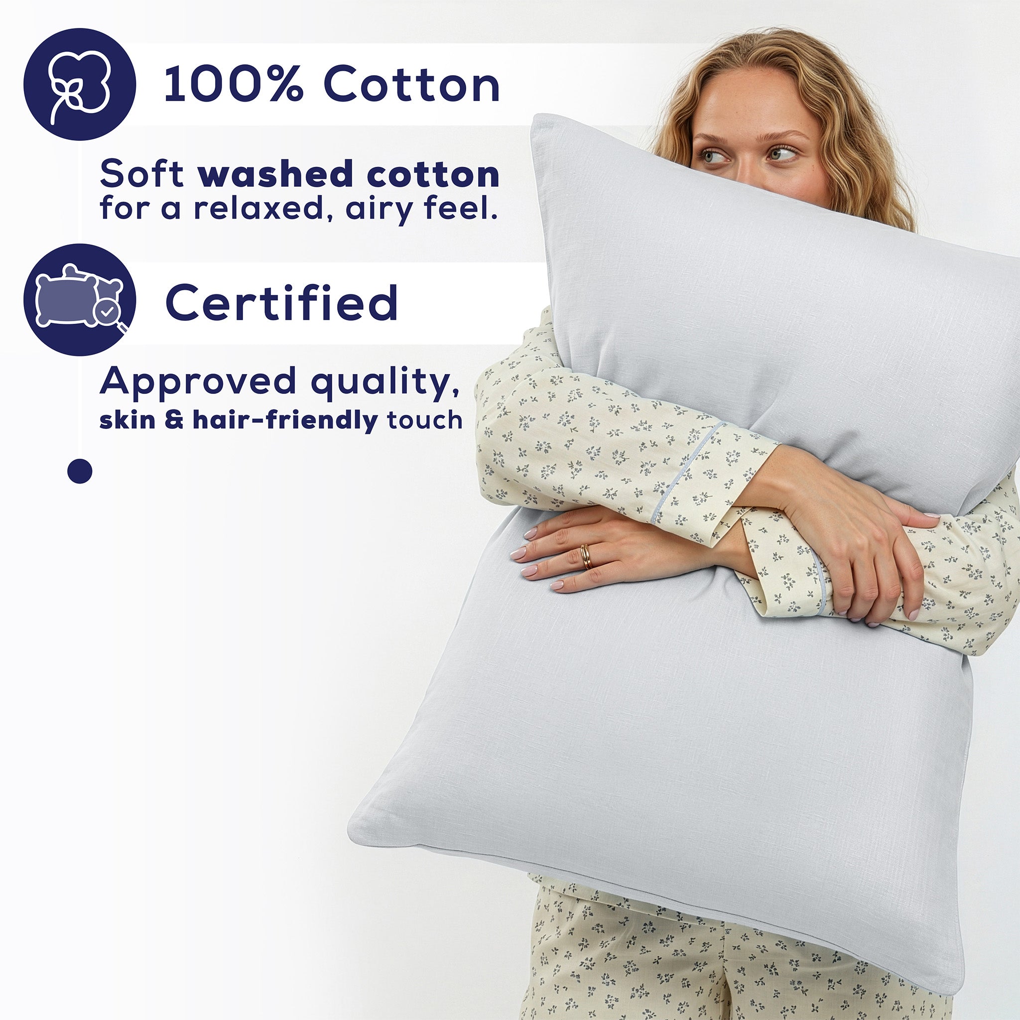 American Soft Linen 100% Washed Cotton Percale Pillowcase Set (2 Pack) – Soft Breathable Pillow Covers