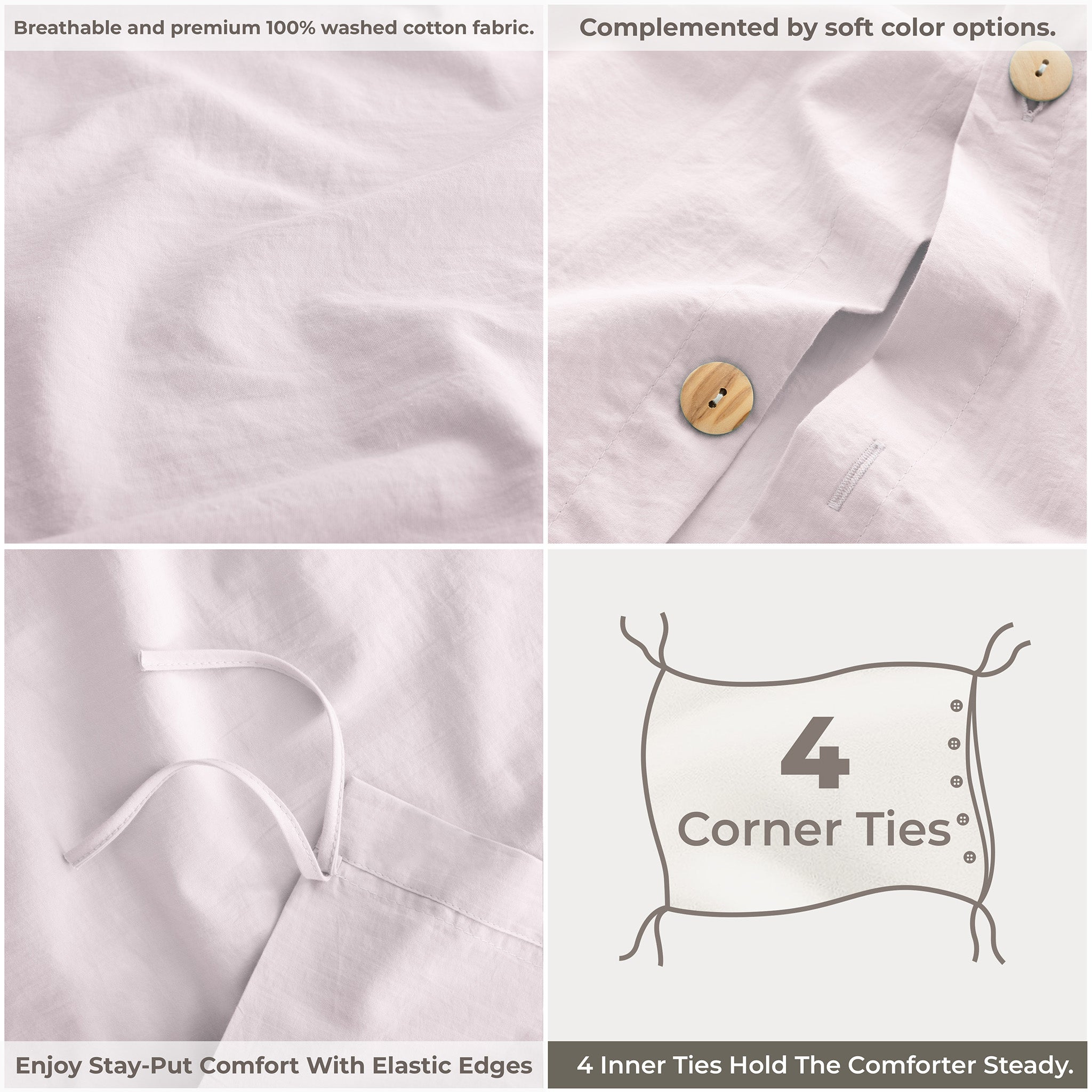American Soft Linen 100% Washed Cotton Percale Duvet Cover Set – Soft Breathable Bedding Set with Pillow Shams
