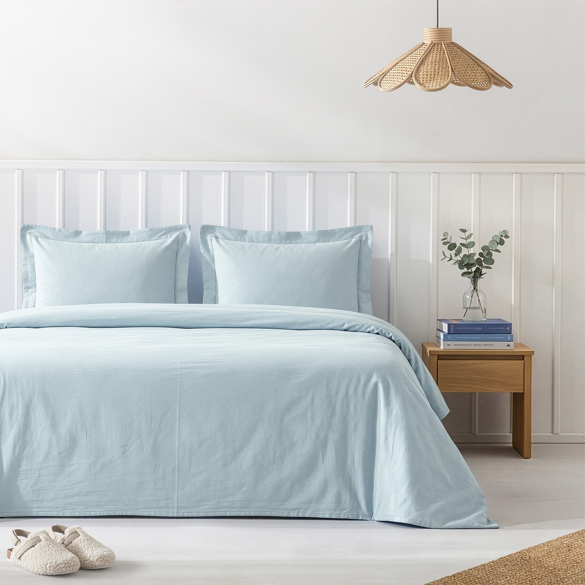 American Soft Linen 100% Washed Cotton Percale Duvet Cover Set – Soft Breathable Bedding Set with Pillow Shams