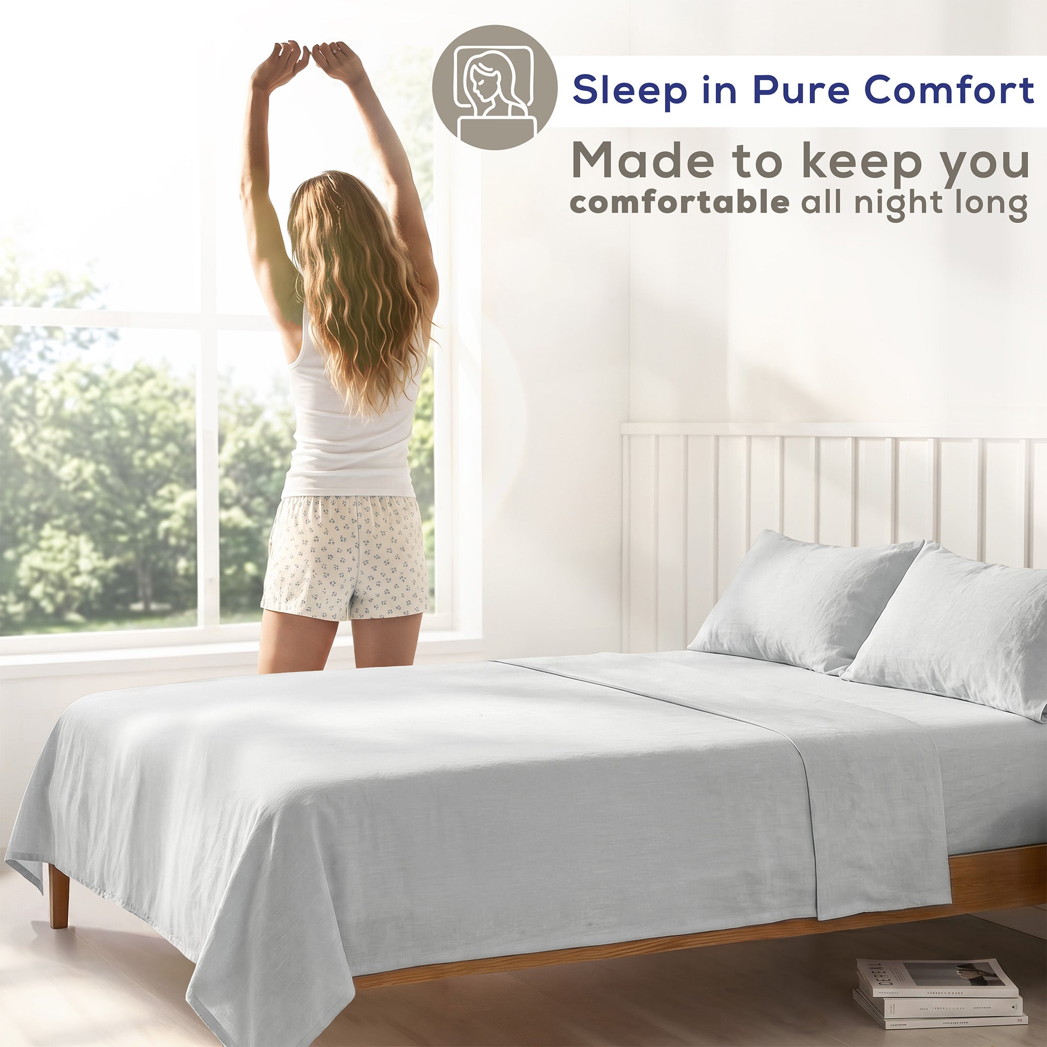American Soft Linen 100% Washed Cotton Percale Sheet Set – Soft Breathable Bedding with Pillowcases