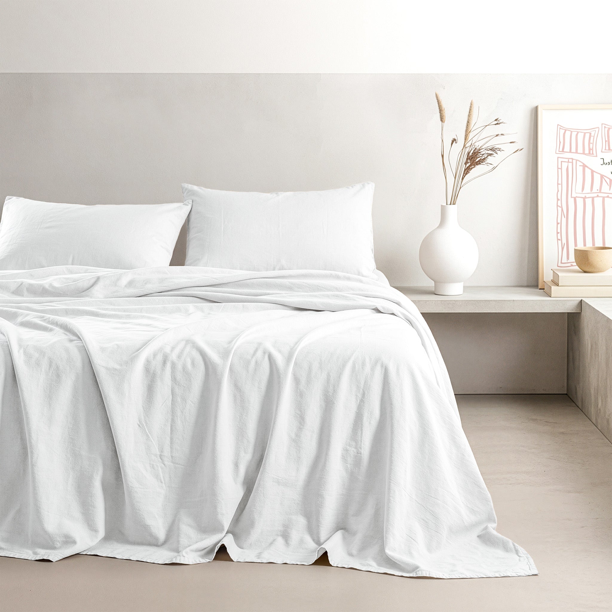 American Soft Linen 100% Washed Cotton Percale Sheet Set – Soft Breathable Bedding with Pillowcases