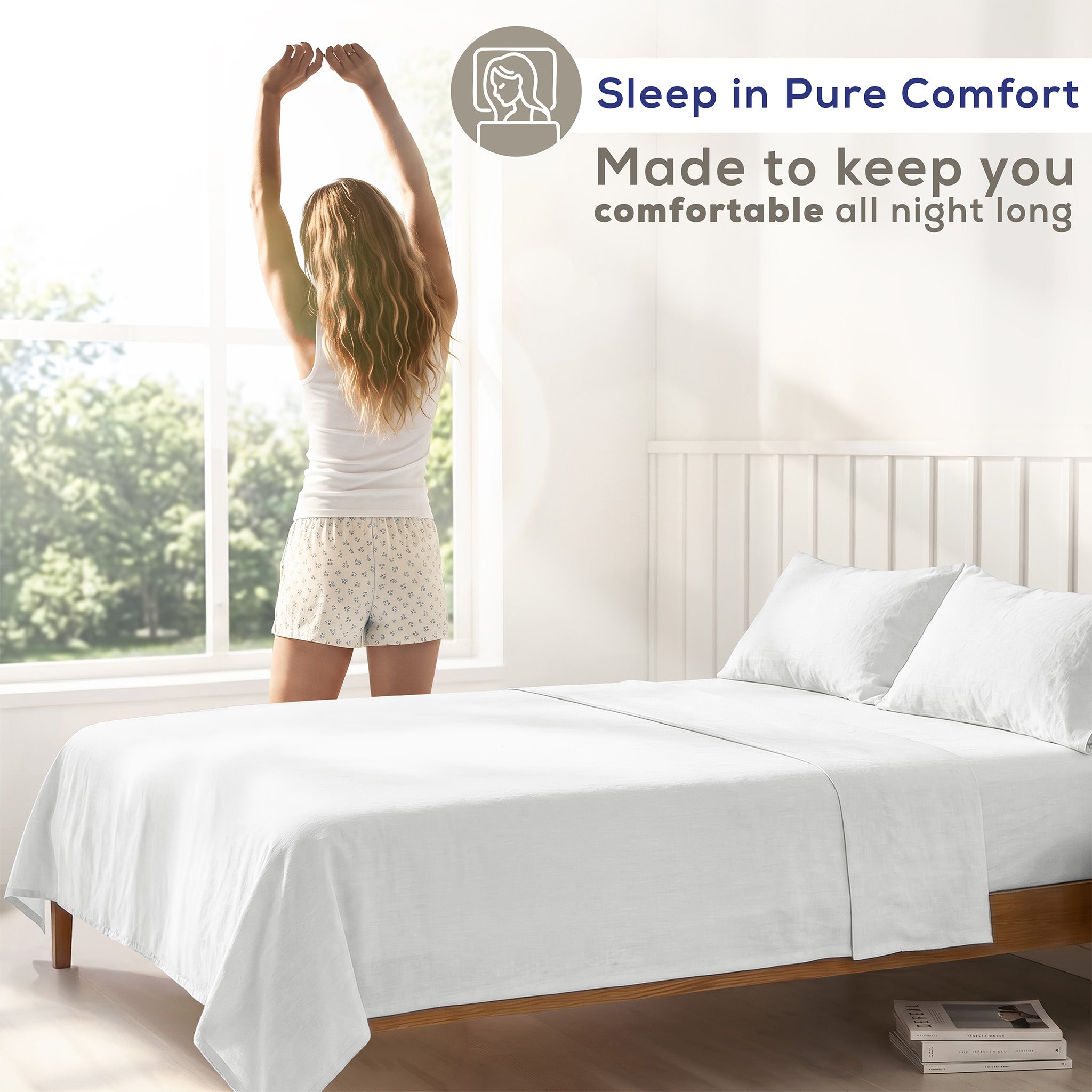 American Soft Linen 100% Washed Cotton Percale Sheet Set – Soft Breathable Bedding with Pillowcases