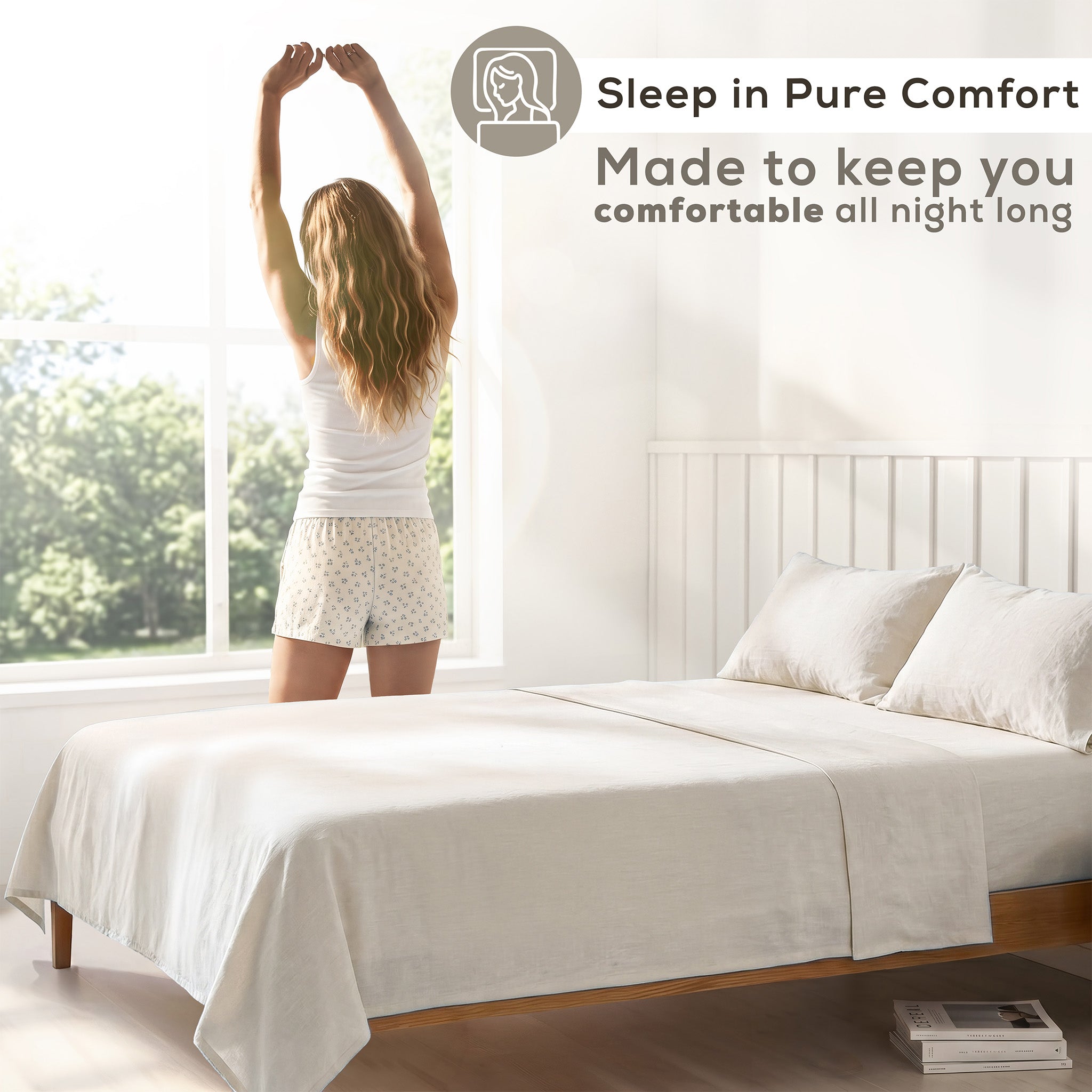 American Soft Linen 100% Washed Cotton Percale Sheet Set – Soft Breathable Bedding with Pillowcases