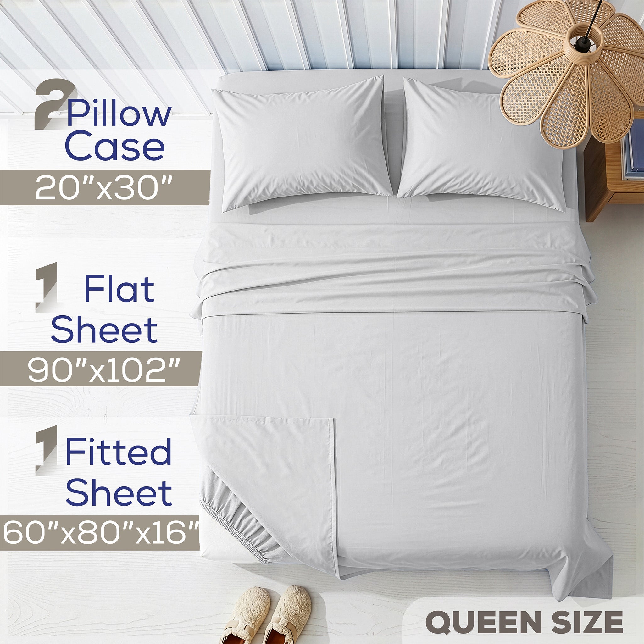 American Soft Linen 100% Washed Cotton Percale Sheet Set – Soft Breathable Bedding with Pillowcases