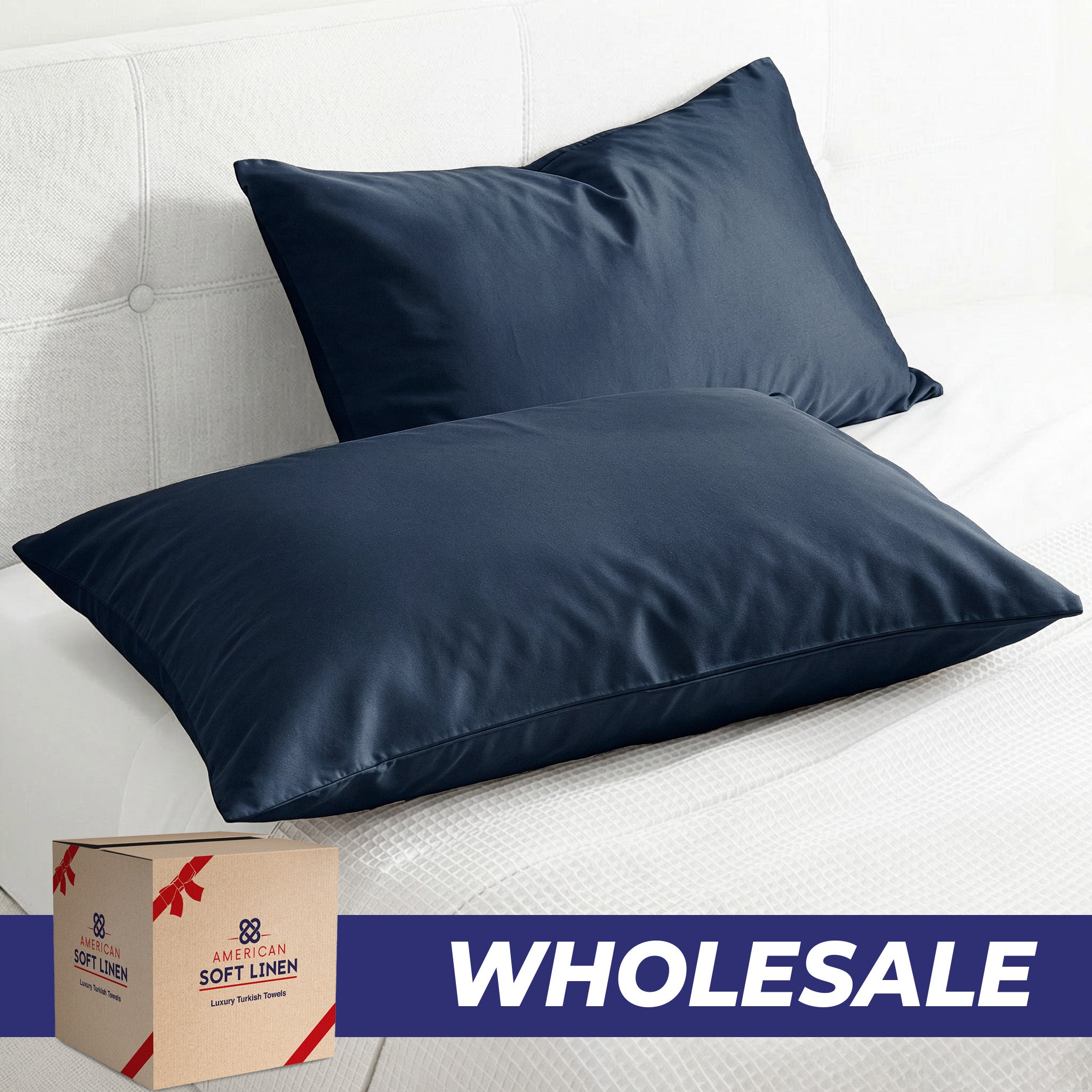 American Soft Linen Wholesale 100% Cotton Sateen Pillowcase Set (2 Pack) – Hotel Quality Bulk Supply