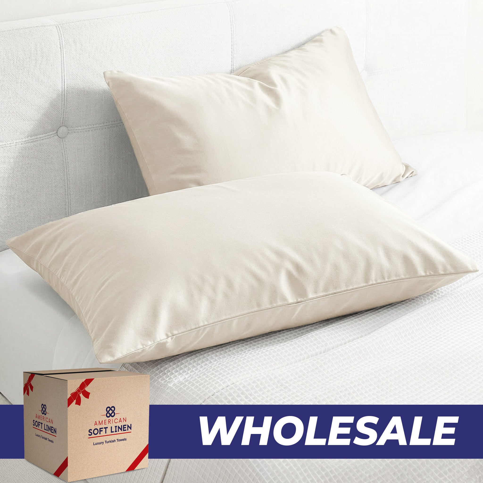 American Soft Linen Wholesale 100% Cotton Sateen Pillowcase Set (2 Pack) – Hotel Quality Bulk Supply