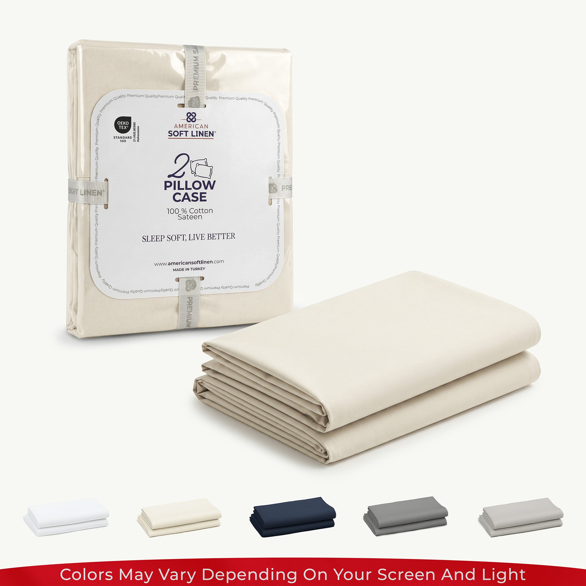 American Soft Linen Wholesale 100% Cotton Sateen Pillowcase Set (2 Pack) – Hotel Quality Bulk Supply