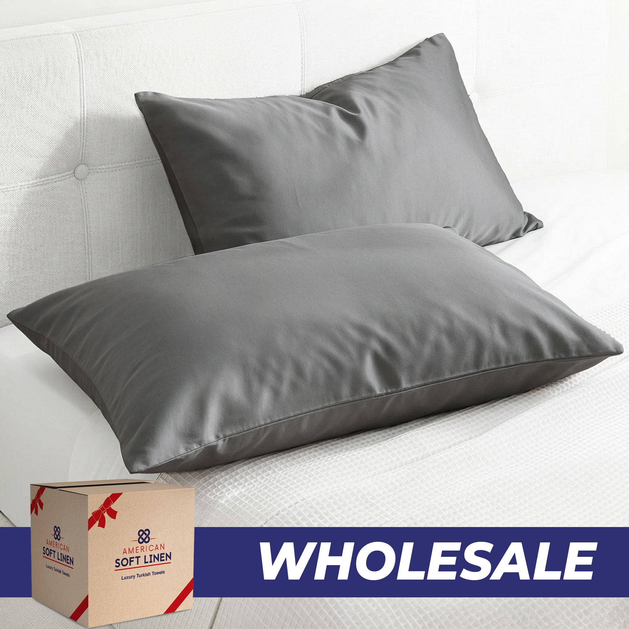 American Soft Linen Wholesale 100% Cotton Sateen Pillowcase Set (2 Pack) – Hotel Quality Bulk Supply