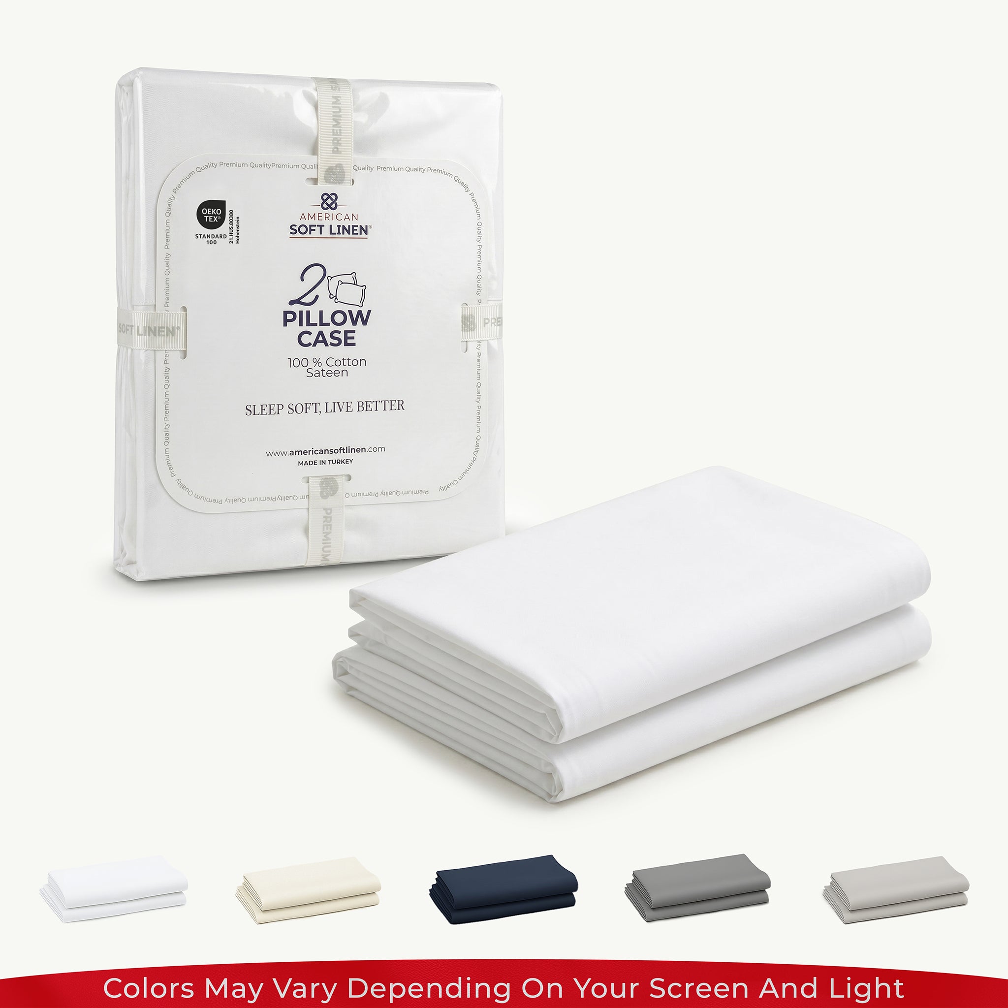 American Soft Linen Wholesale 100% Cotton Sateen Pillowcase Set (2 Pack) – Hotel Quality Bulk Supply