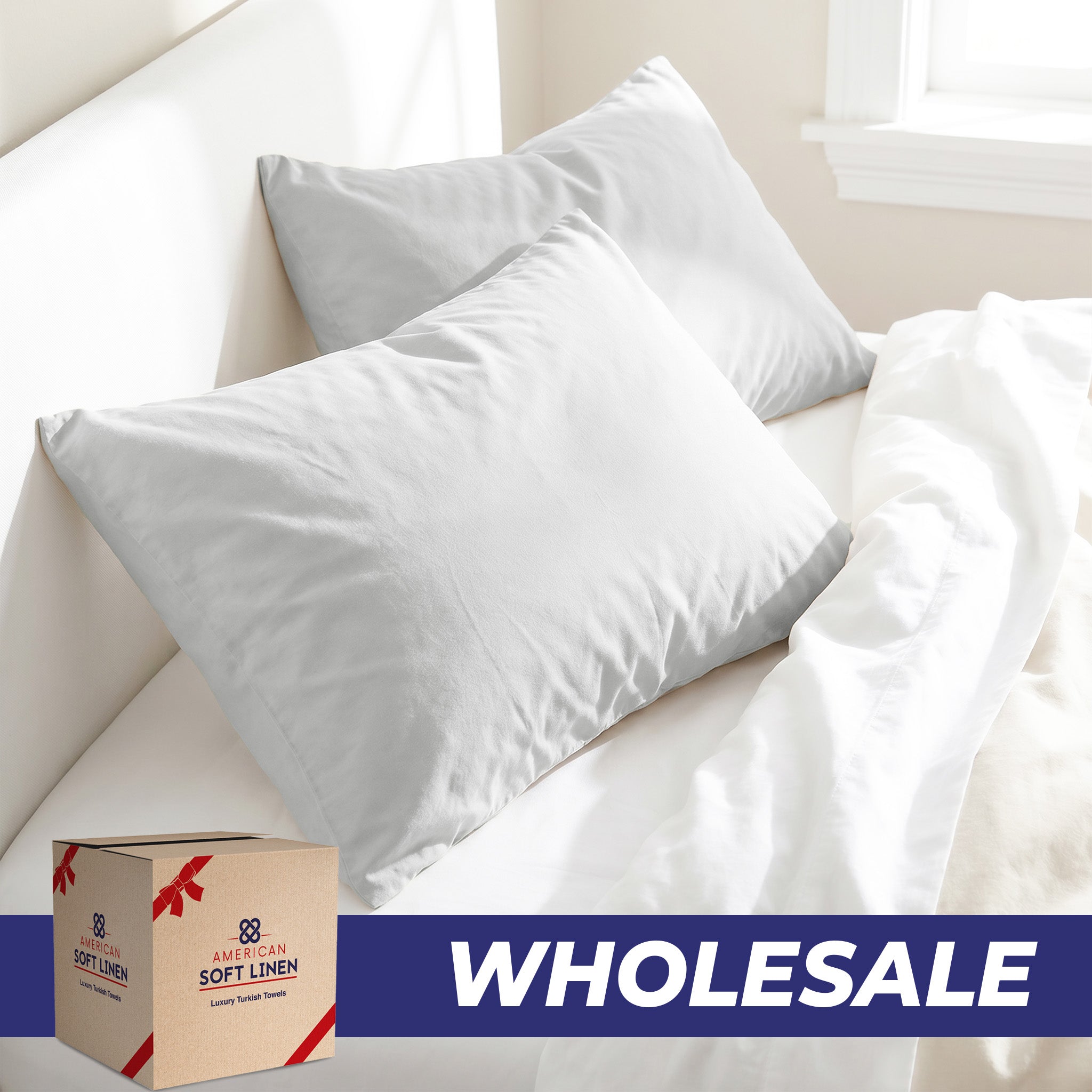 American Soft Linen Wholesale Pillowcases – Bulk Hotel Pillow Covers for Hospitality