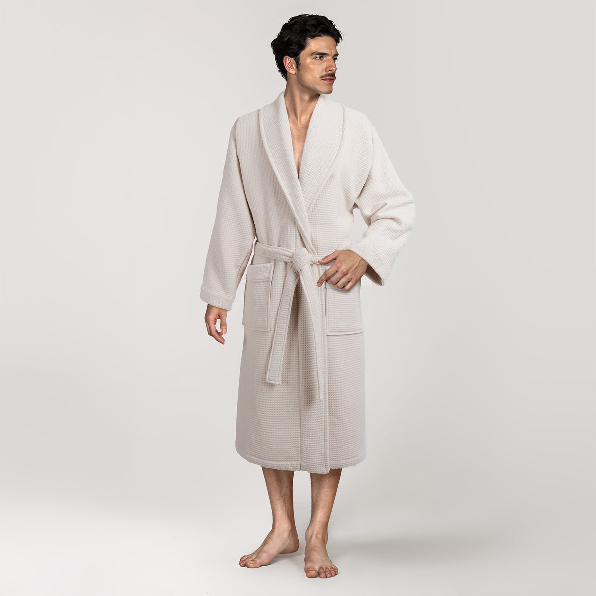 American Soft Linen Men's 100% Turkish Cotton Bathrobe | Micro Cotton Shawl Collar