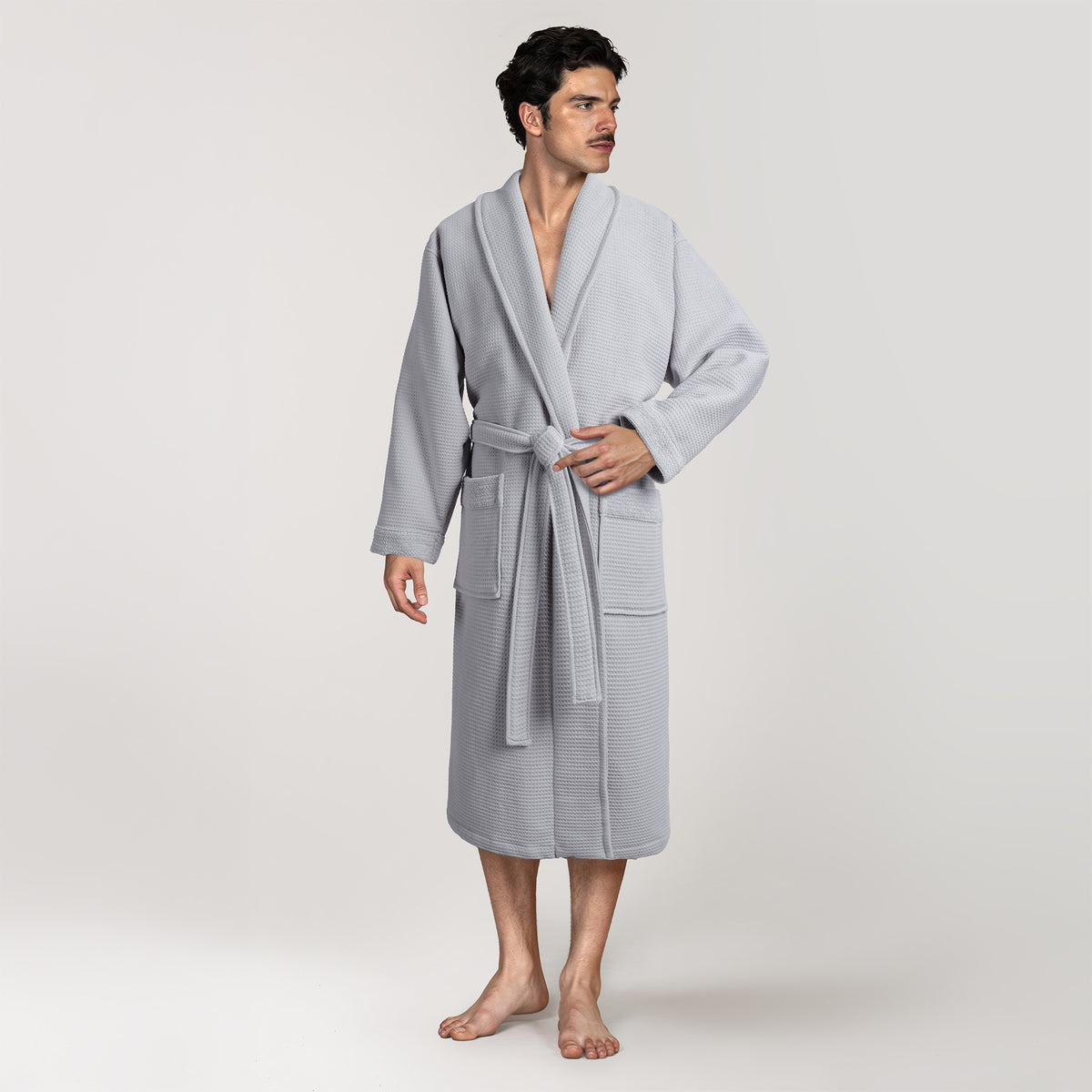 American Soft Linen Men's 100% Turkish Cotton Bathrobe | Micro Cotton Shawl Collar