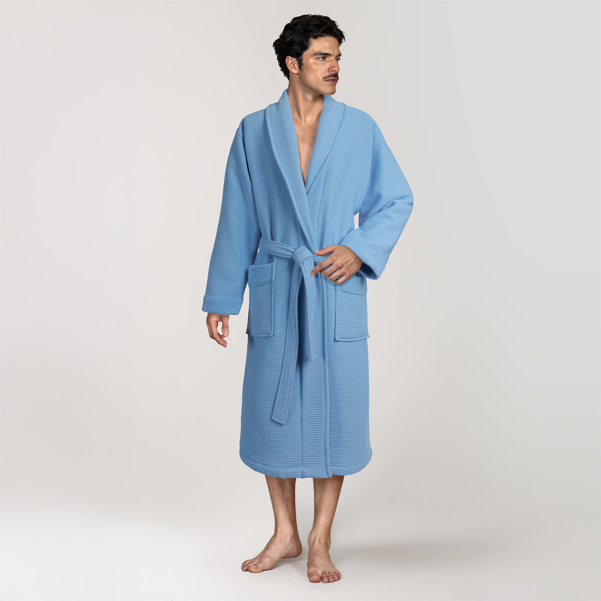 American Soft Linen Men's 100% Turkish Cotton Bathrobe | Micro Cotton Shawl Collar