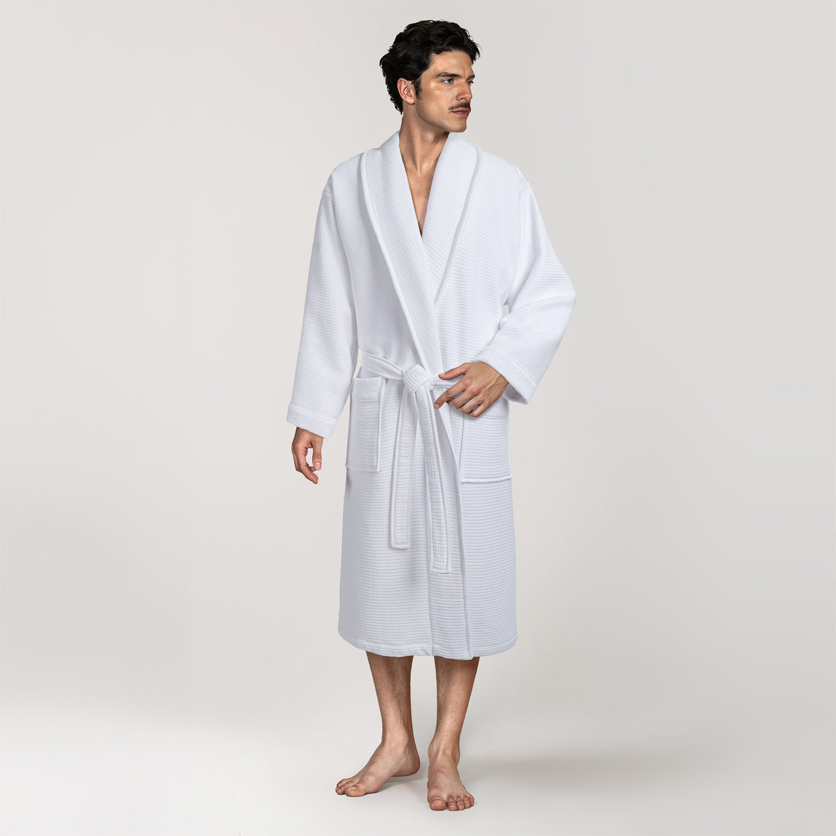 American Soft Linen Men's 100% Turkish Cotton Bathrobe | Micro Cotton Shawl Collar