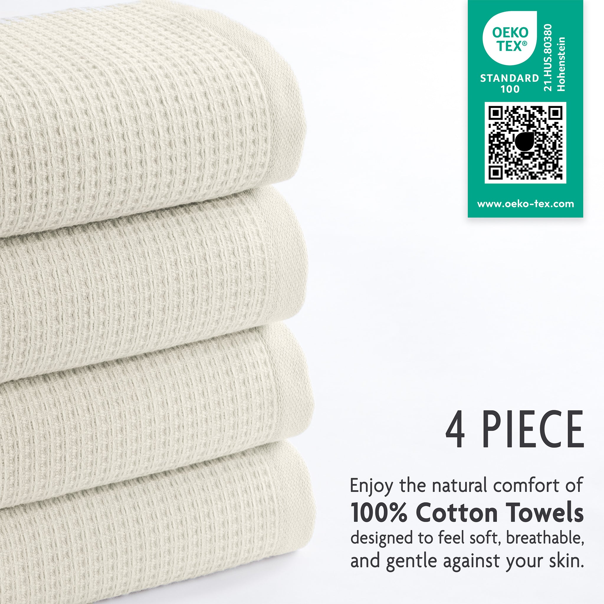 NOLA 4-Pack Turkish Cotton Hand Towels – 600 GSM Luxury Waffle Towels