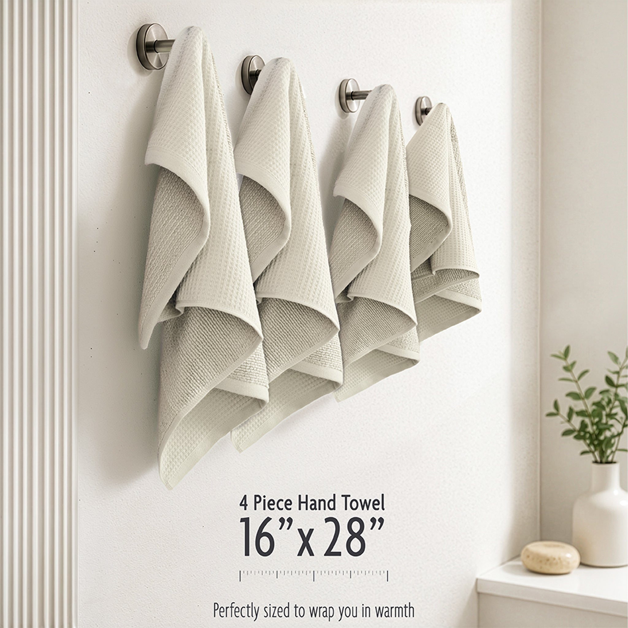 NOLA 4-Pack Turkish Cotton Hand Towels – 600 GSM Luxury Waffle Towels