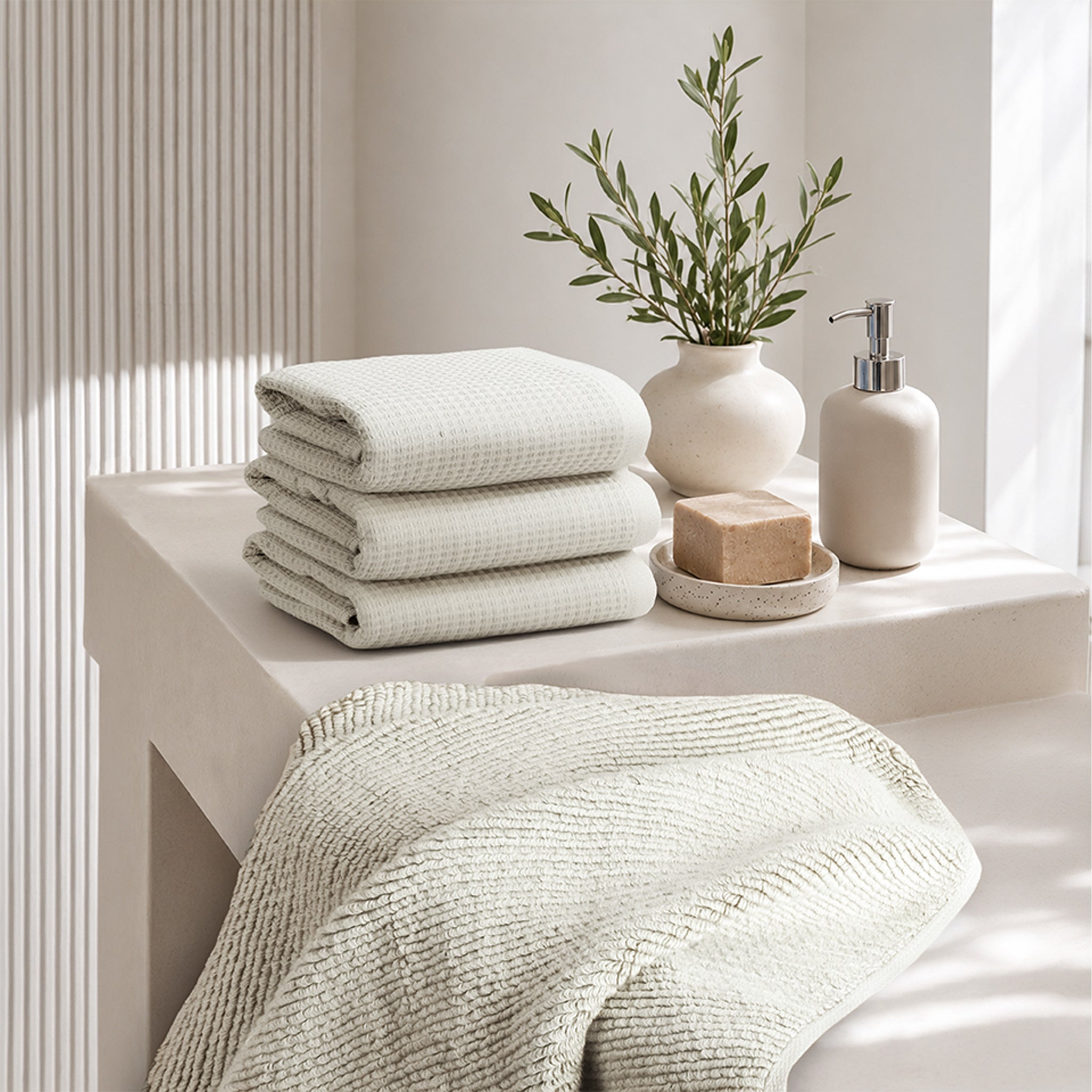 NOLA 4-Pack Turkish Cotton Hand Towels – 600 GSM Luxury Waffle Towels