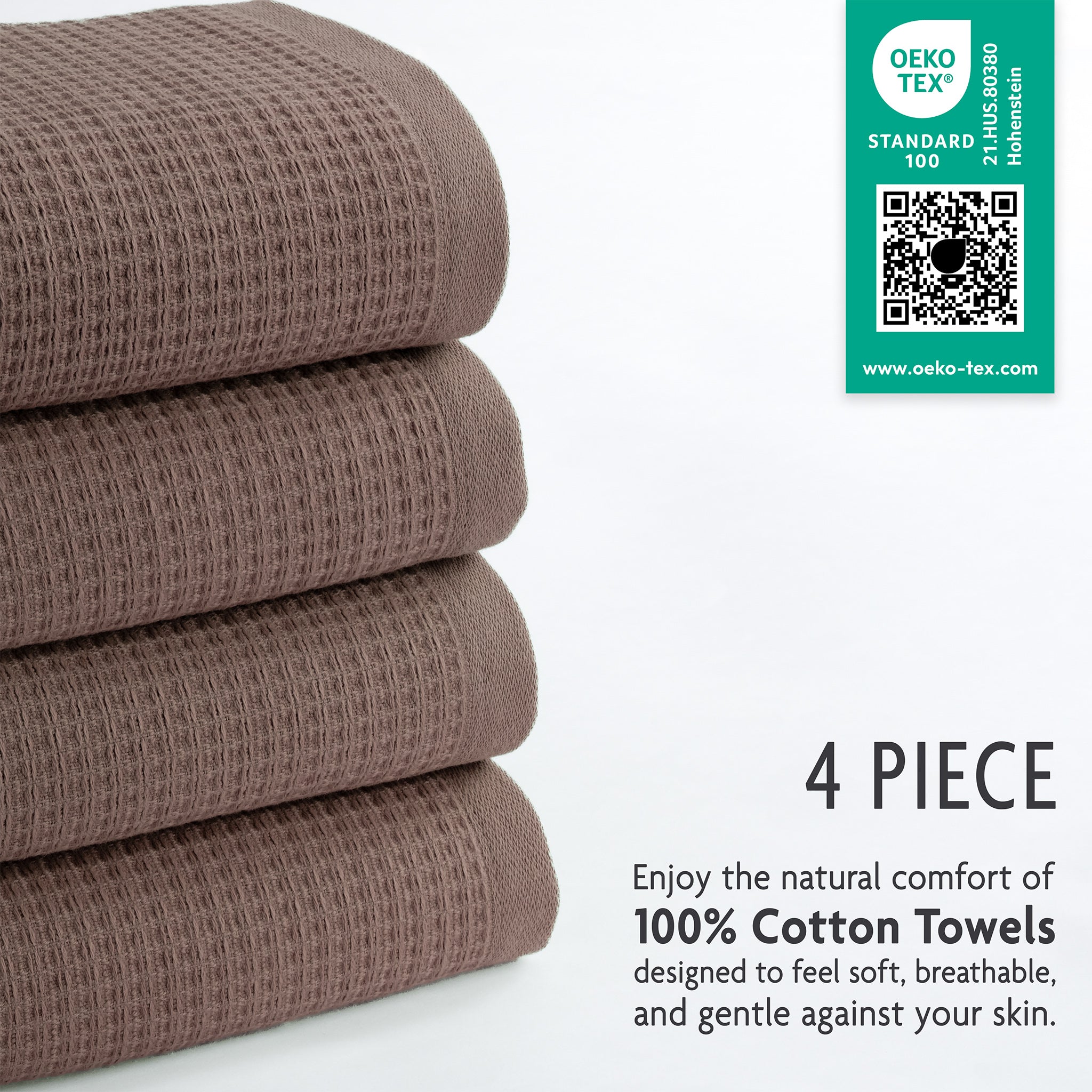 NOLA 4-Pack Turkish Cotton Hand Towels – 600 GSM Luxury Waffle Towels