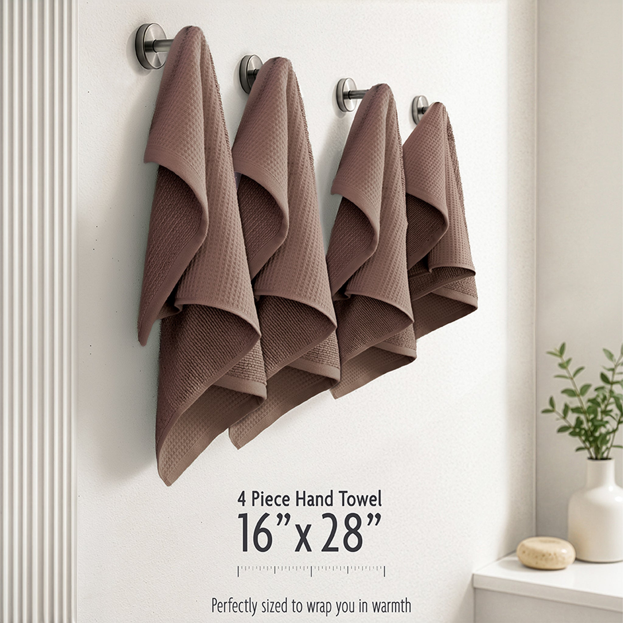NOLA 4-Pack Turkish Cotton Hand Towels – 600 GSM Luxury Waffle Towels