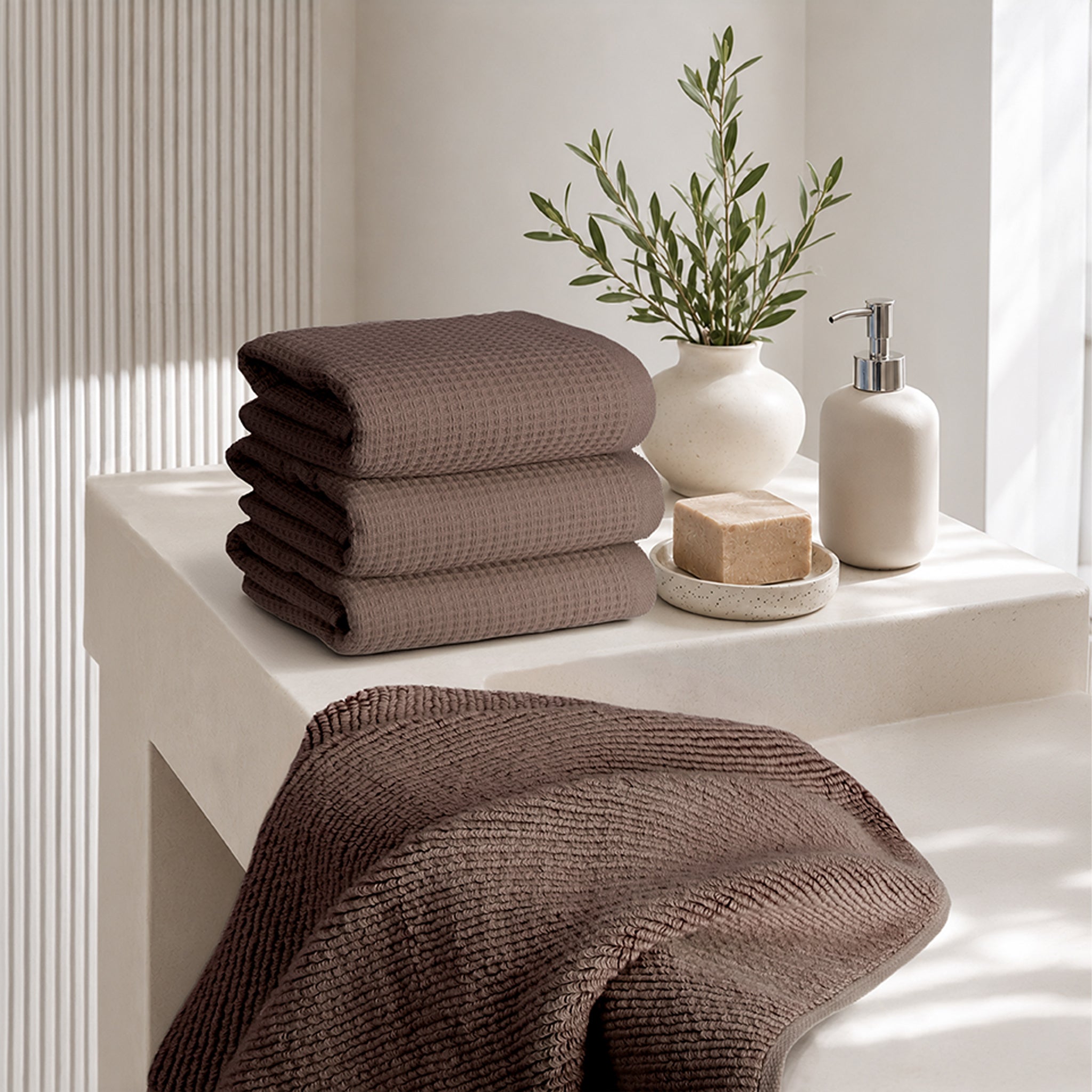 NOLA 4-Pack Turkish Cotton Hand Towels – 600 GSM Luxury Waffle Towels