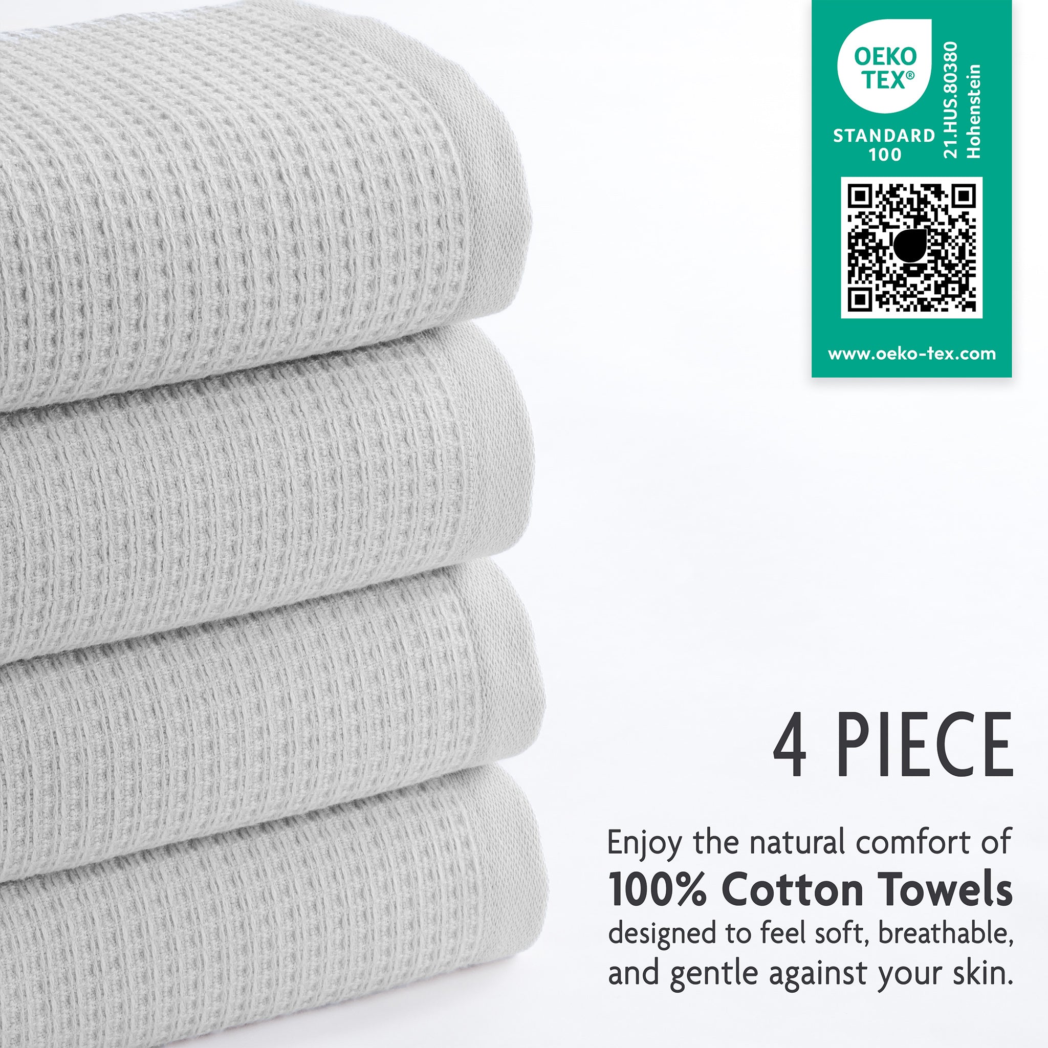 NOLA 4-Pack Turkish Cotton Hand Towels – 600 GSM Luxury Waffle Towels
