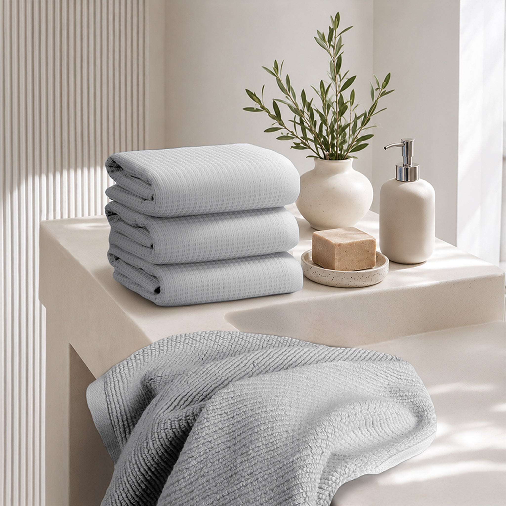 NOLA 4-Pack Turkish Cotton Hand Towels – 600 GSM Luxury Waffle Towels
