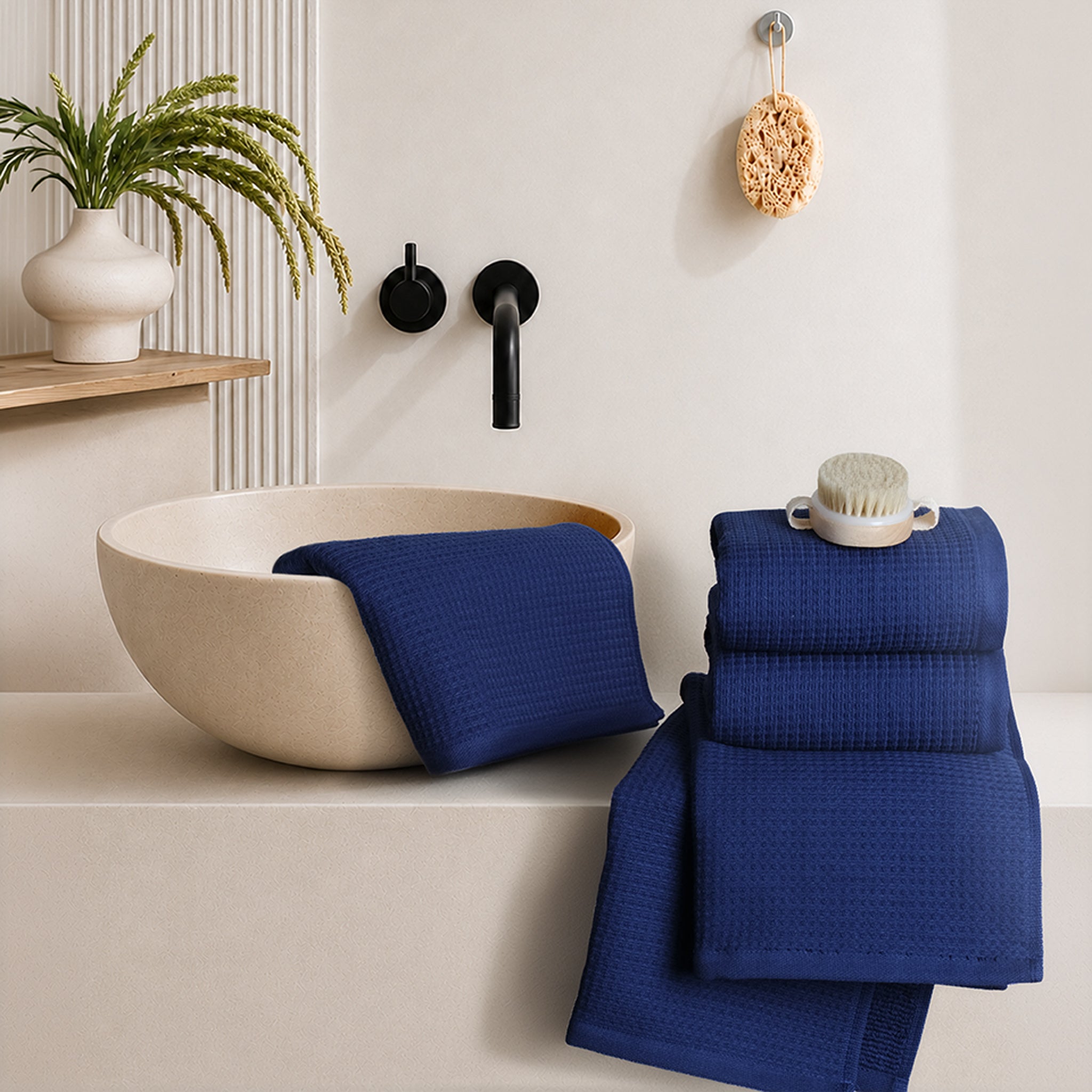 NOLA 4-Pack Turkish Cotton Hand Towels – 600 GSM Luxury Waffle Towels