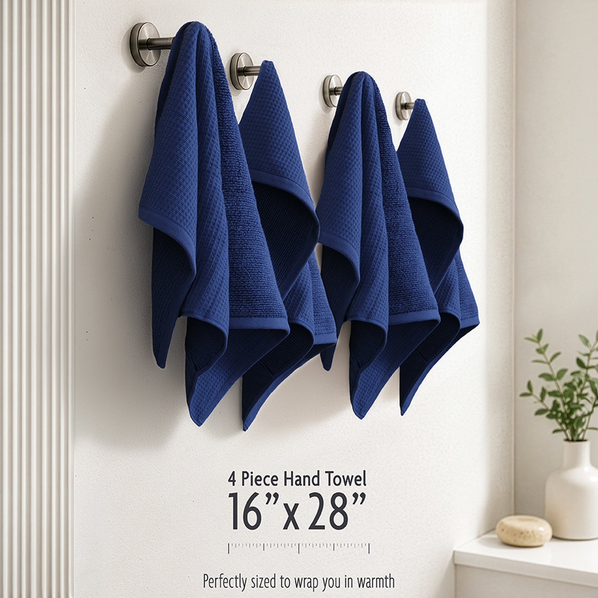 NOLA 4-Pack Turkish Cotton Hand Towels – 600 GSM Luxury Waffle Towels